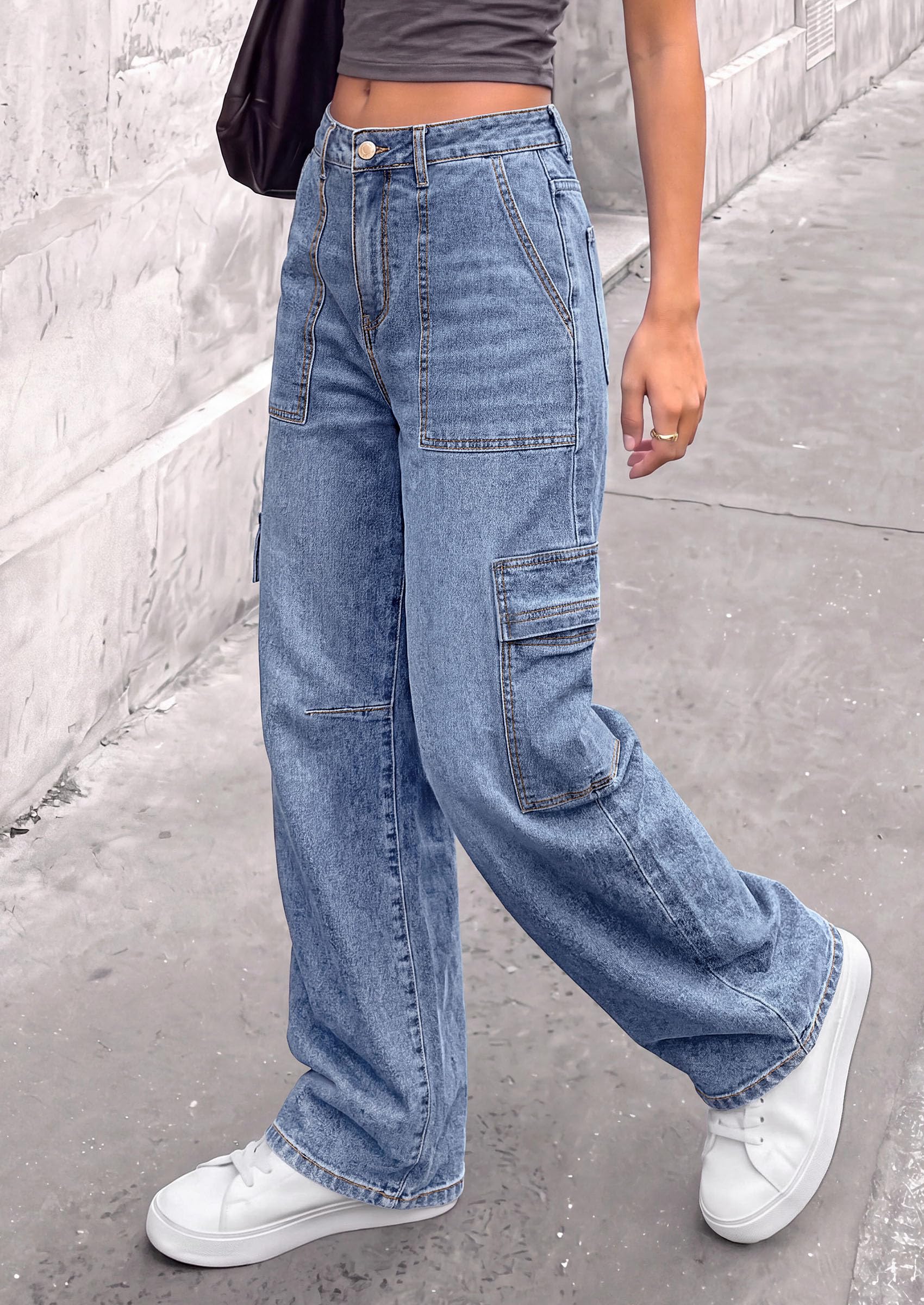 Barrel Pants Women Wide Leg Baggy Denim Jeans Dusk Blue,4