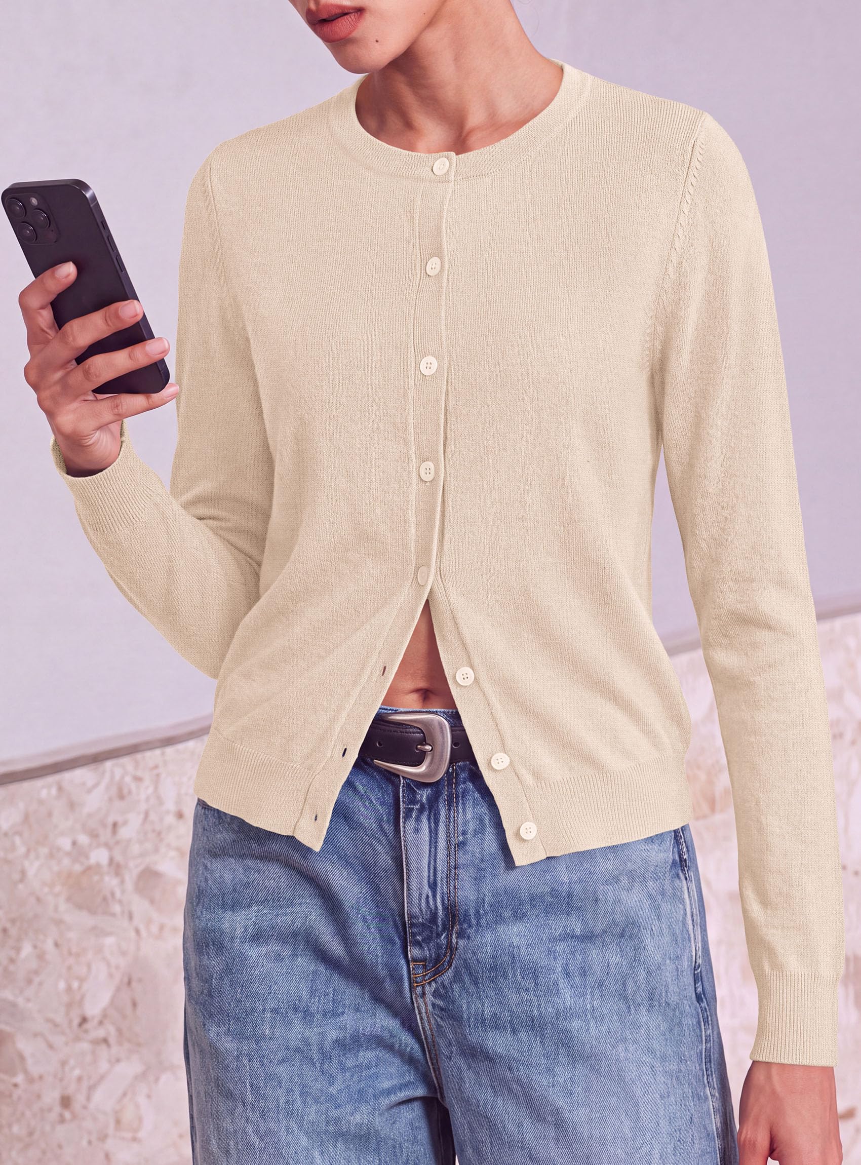 Lightweight Cardigans for Women Knit Button Up Fall Sweaters