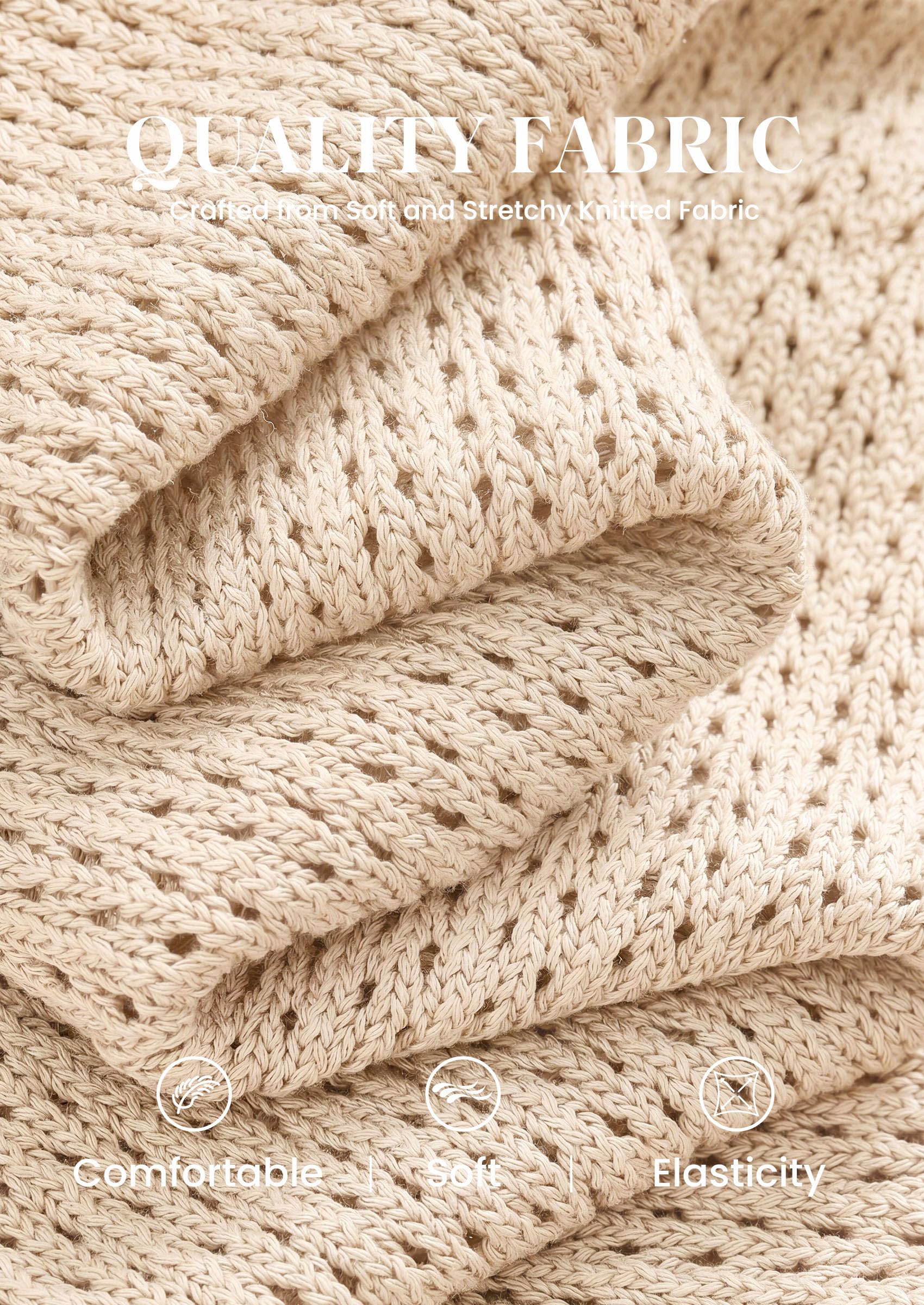 Women's Summer Sweater Vest Crochet Tops (Beige,S)