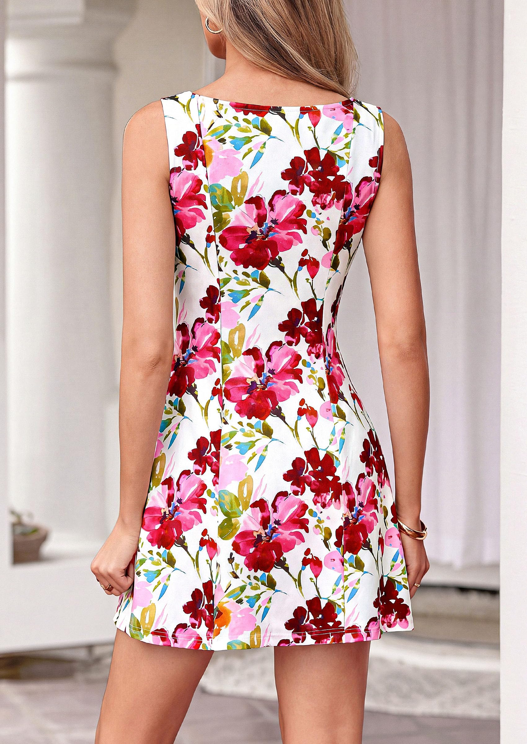 Women's Summer Floral Mini Dress A Line Sun Dresses