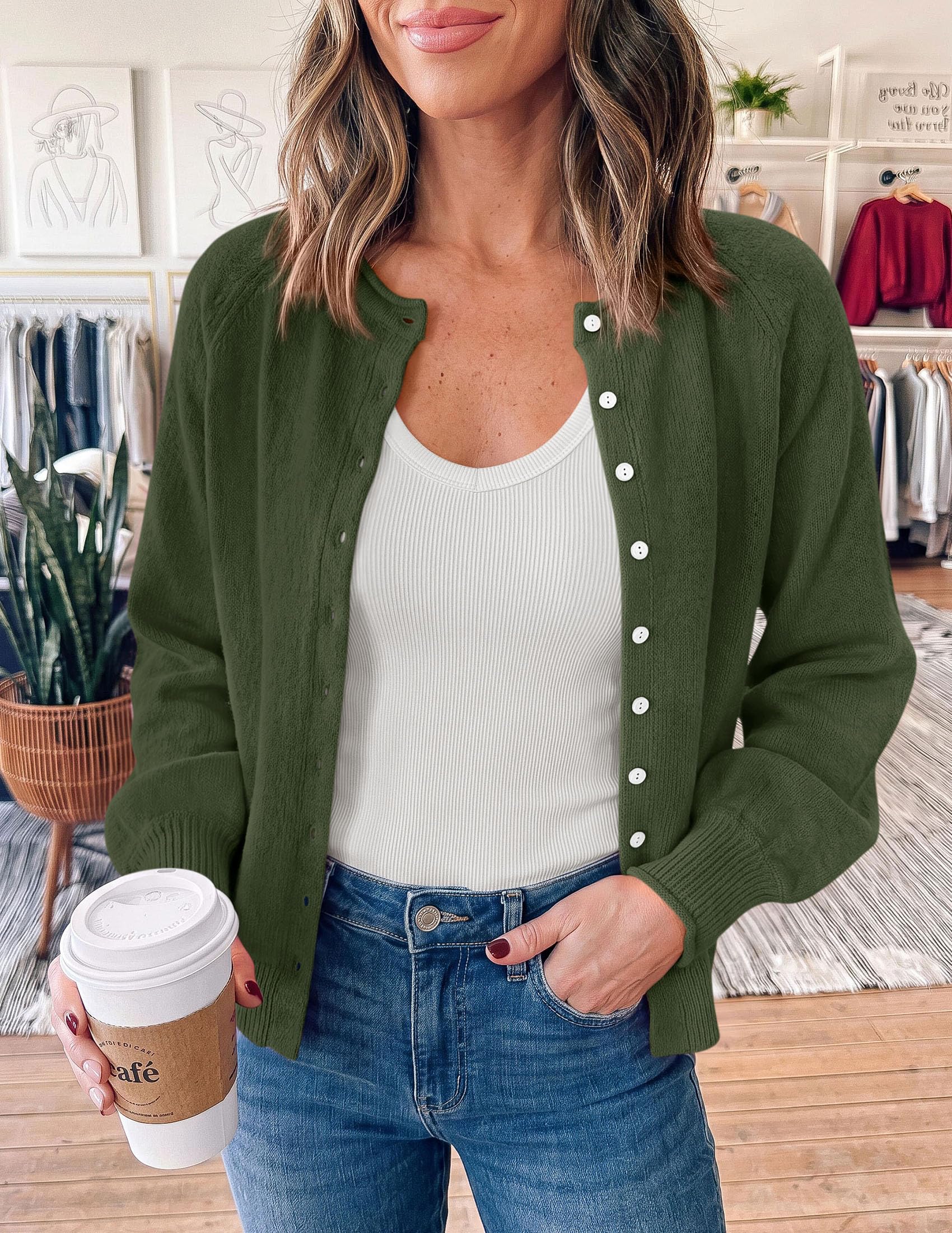 Women's Knit Button Up Cardigan Fall Lightweight Cozy Sweaters