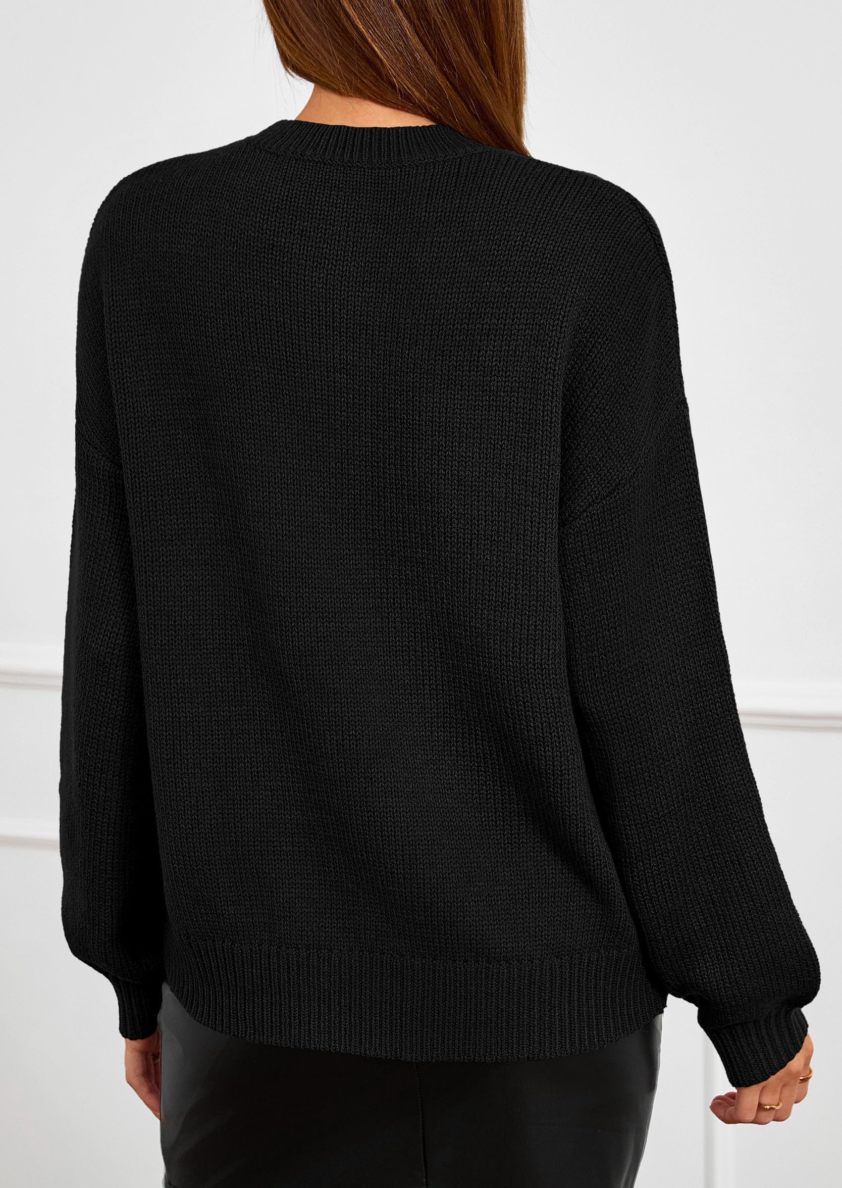 Women's Oversized 3D Floral Knit Sweater,Black,S