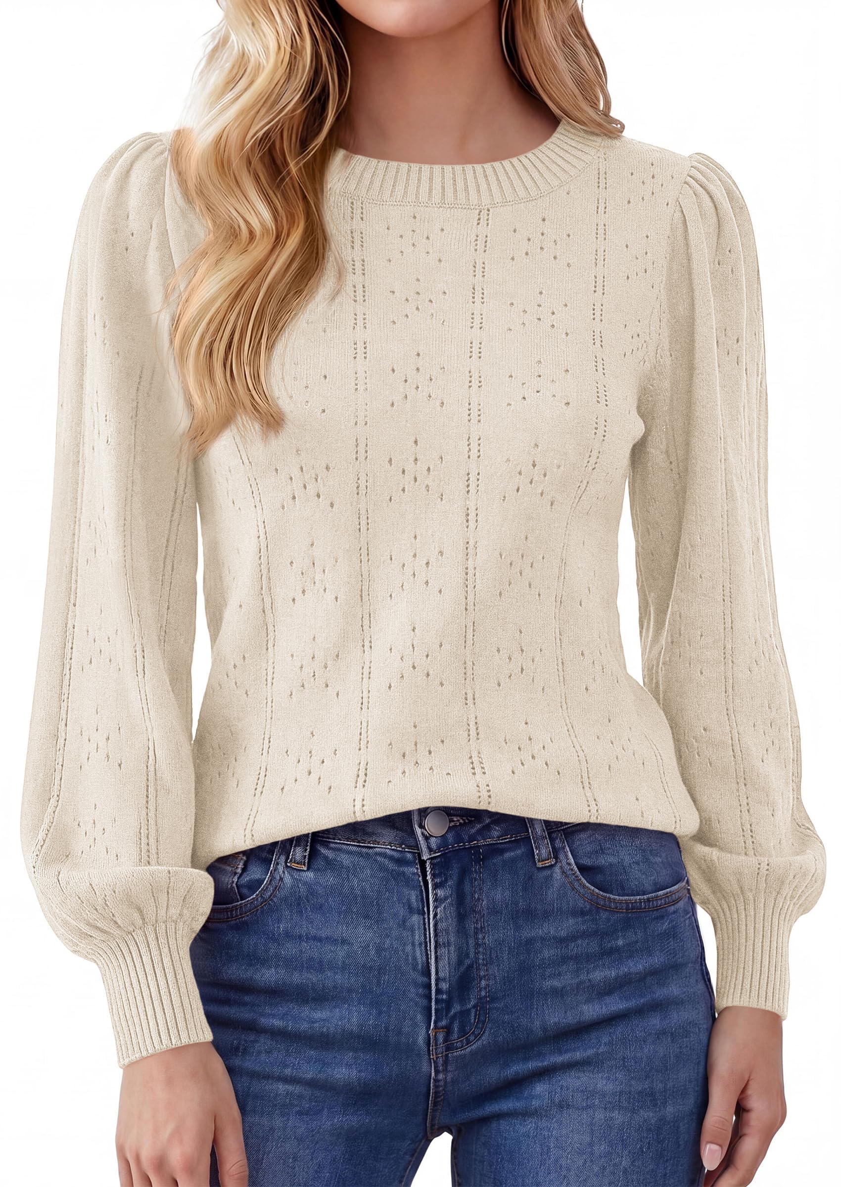 Women Fall Fashion Hollow Out Holiday Sweaters Beige,S