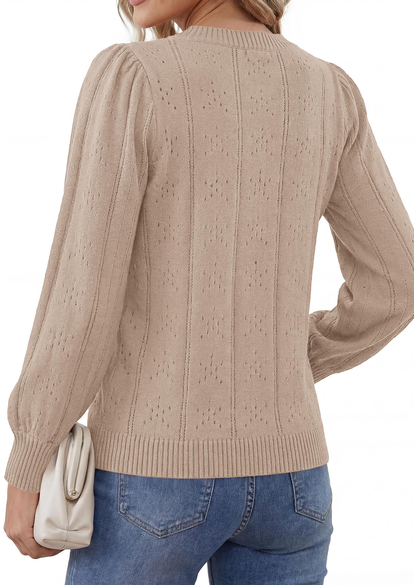 Women Fall Fashion Hollow Out Holiday Sweaters Light Khaki,S
