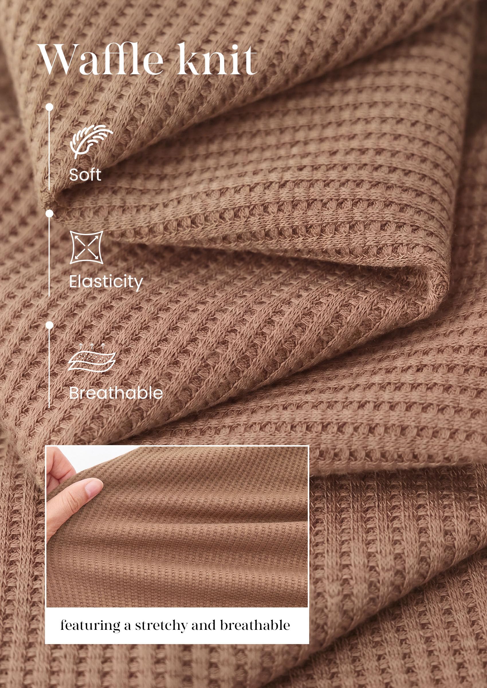 Long Sleeve Shirts for Women Waffle Knit Tops,Khaki,S