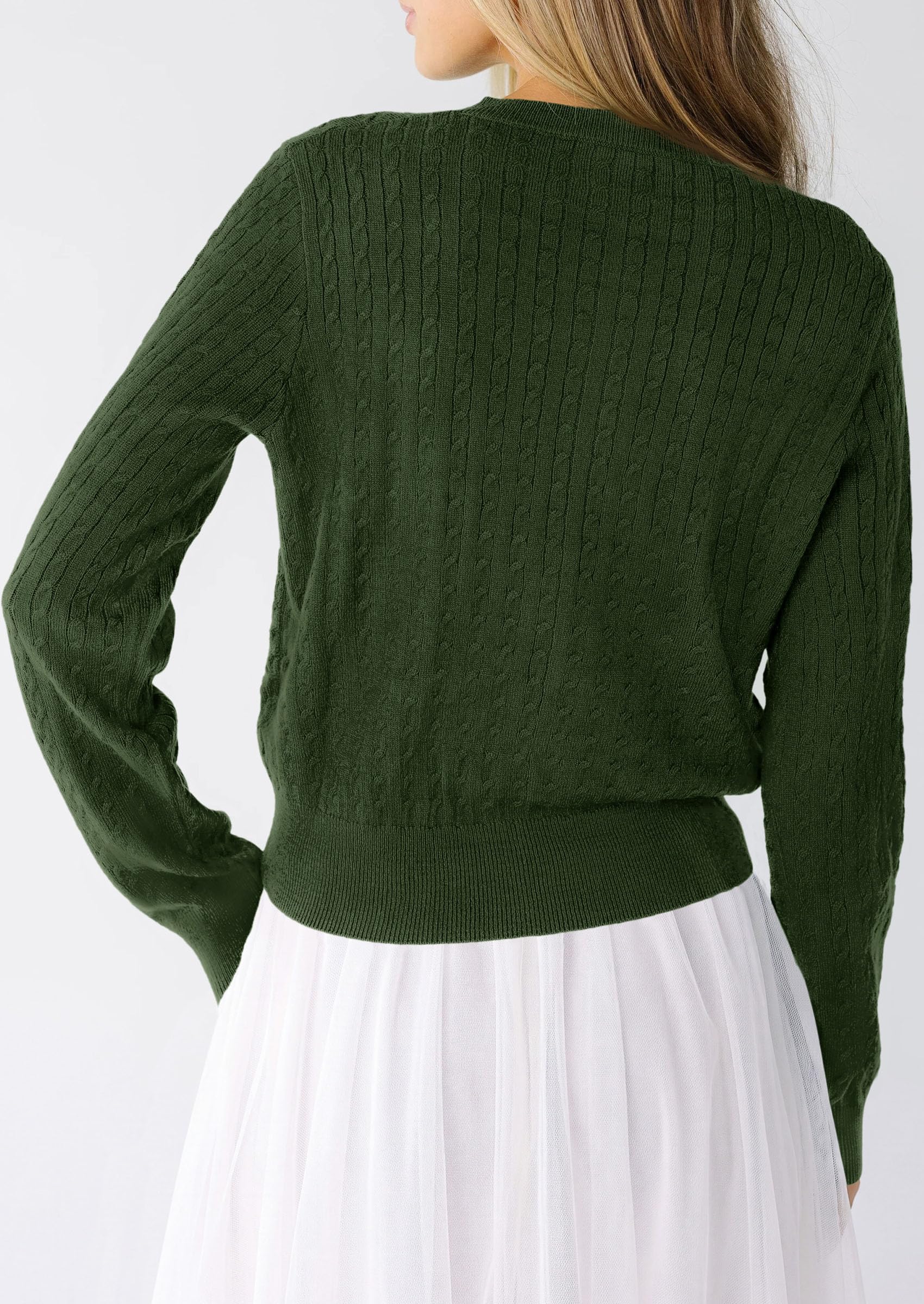 Women Fall Lightweight Cardigans Button Up Cable Knit Sweaters