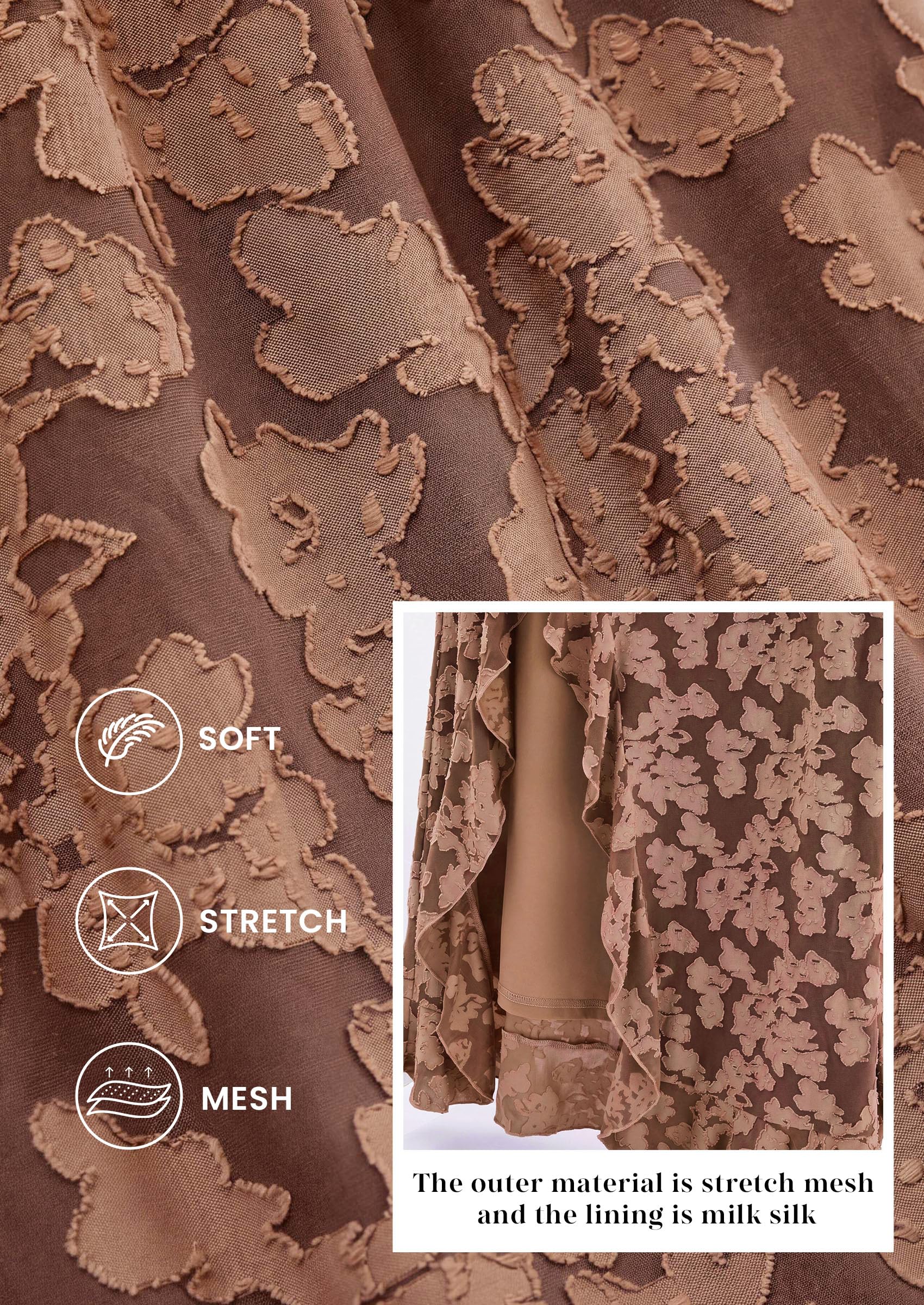Women's Formal Maxi Floral Dresses with Slit (Brown,XS)