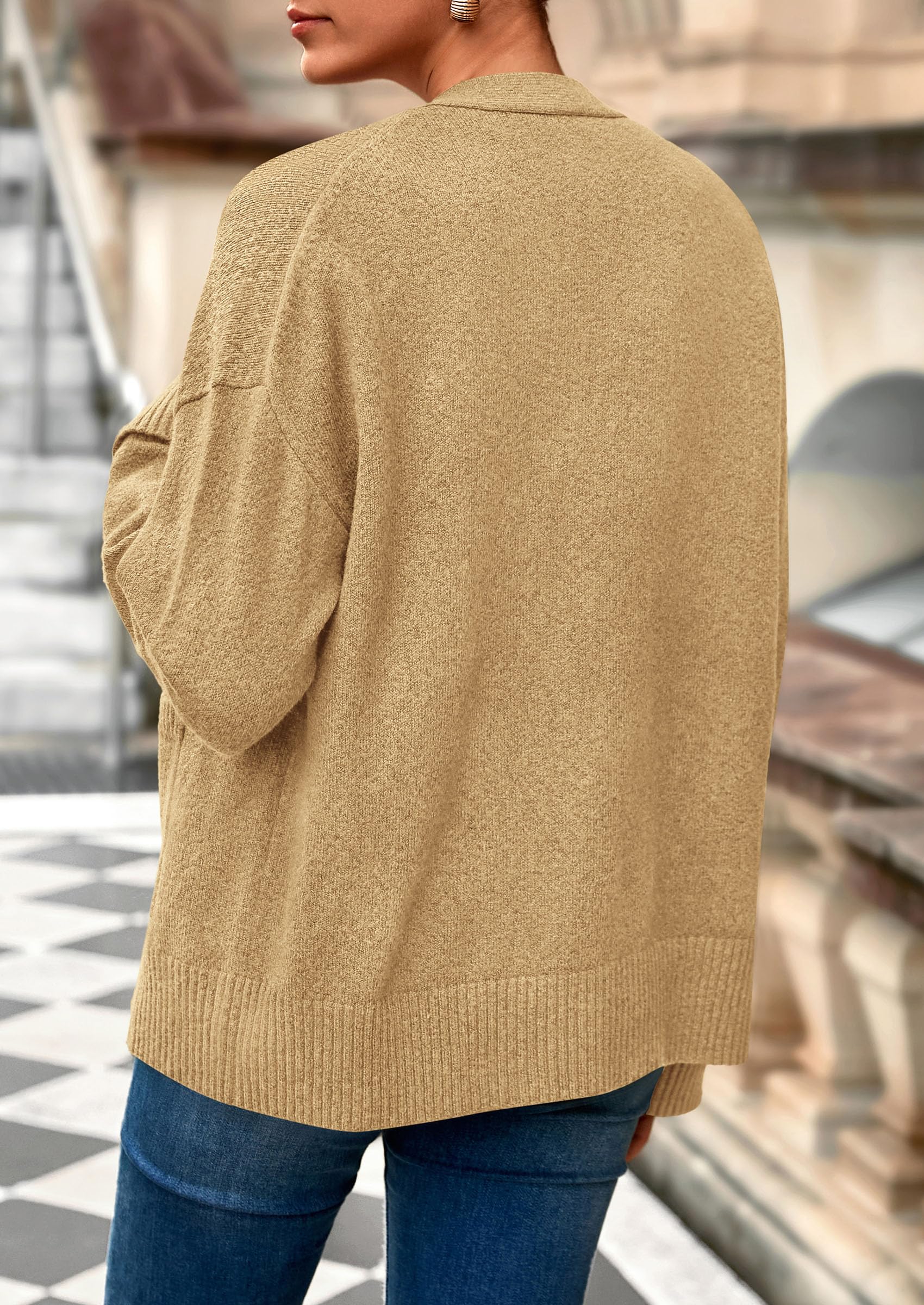 Women's Winter Oversized Cardigan Sweaters (Khaki,S)