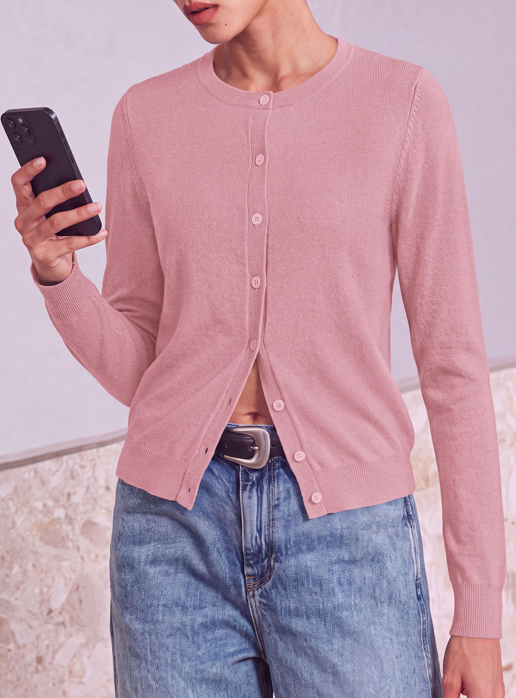 Lightweight Cardigans for Women Knit Button Up Fall Sweaters