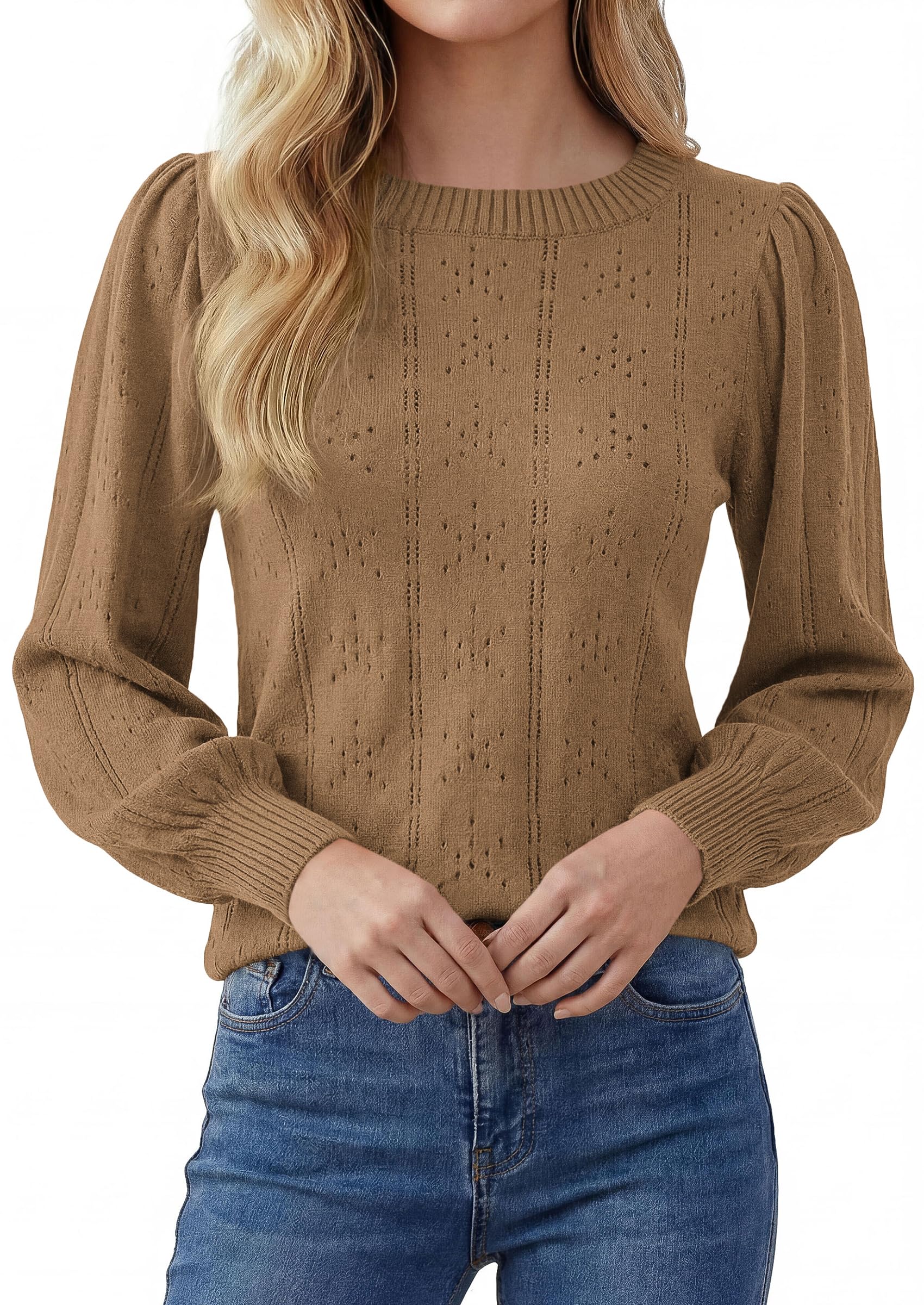 Women Fall Fashion Hollow Out Holiday Sweaters Khaki,S