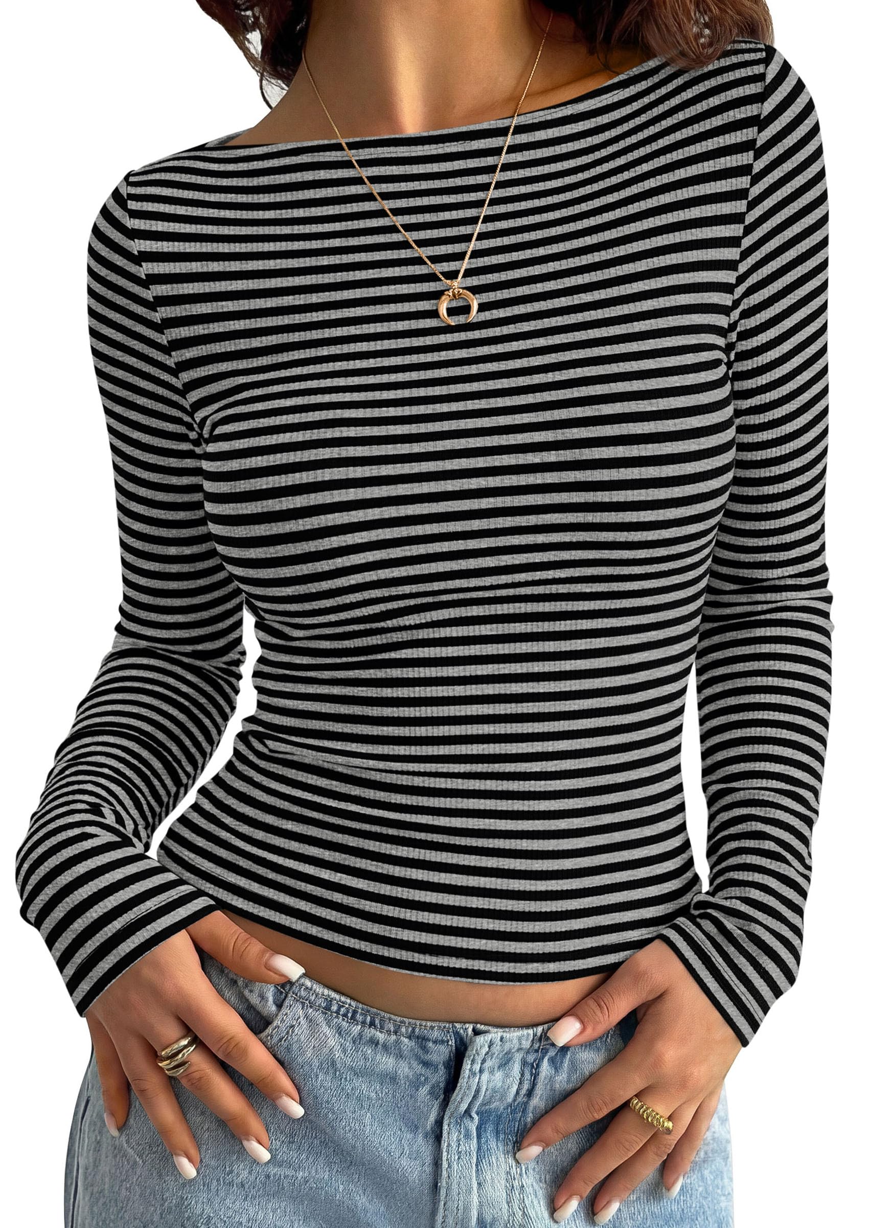 Long Sleeve Striped Shirts for Women