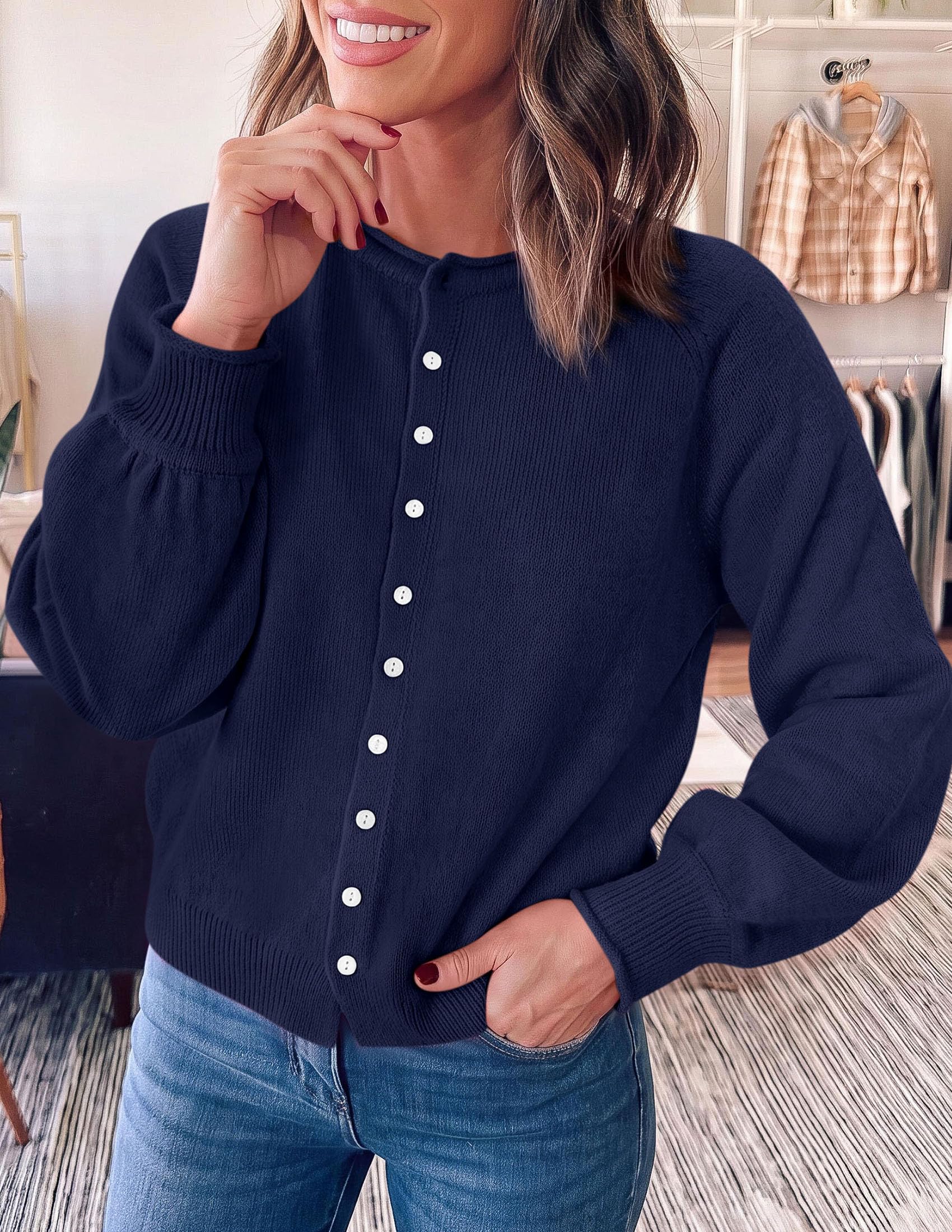 Women's Knit Button Up Cardigan Fall Lightweight Cozy Sweaters