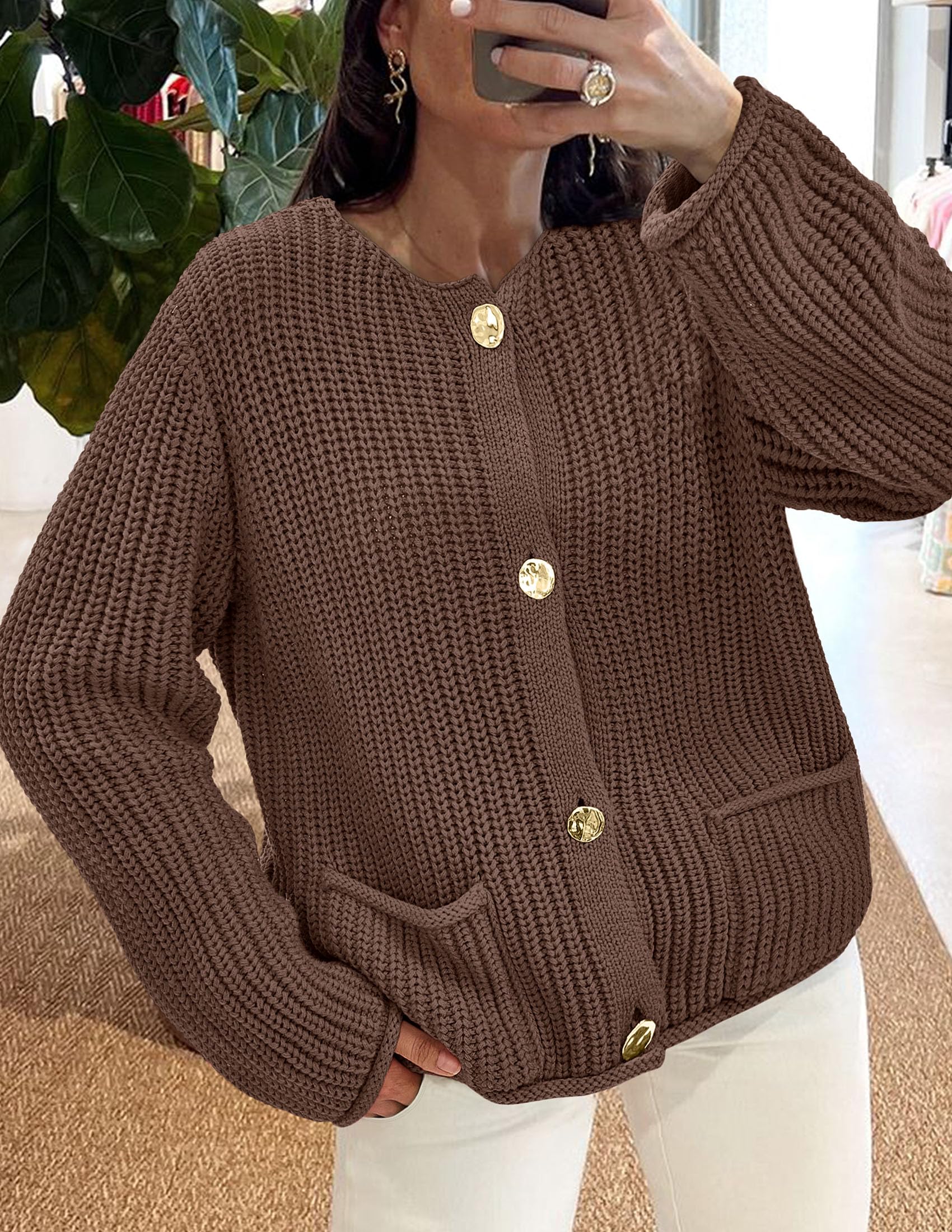 Women Oversized Cardigan Sweaters 2026 Fall Outfits,Coffee