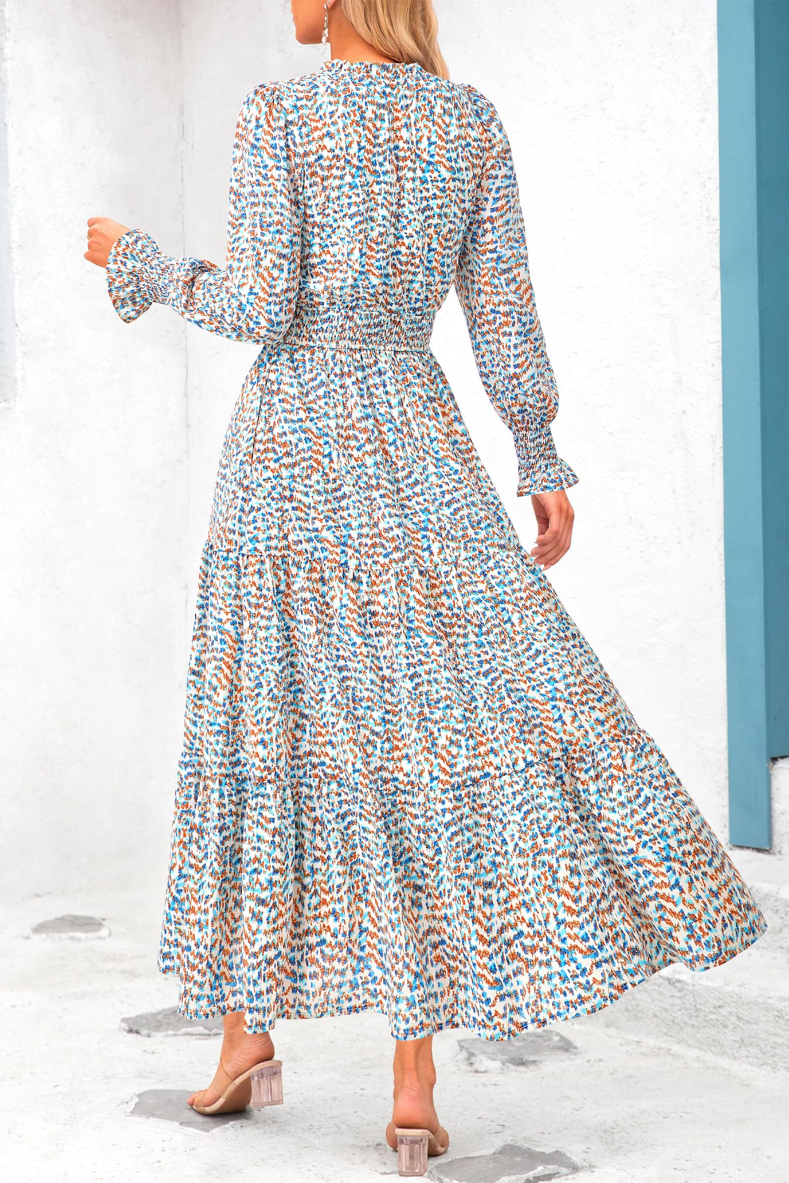 Women's Floral Maxi Dress Fall A Line Wedding Guest Dresses