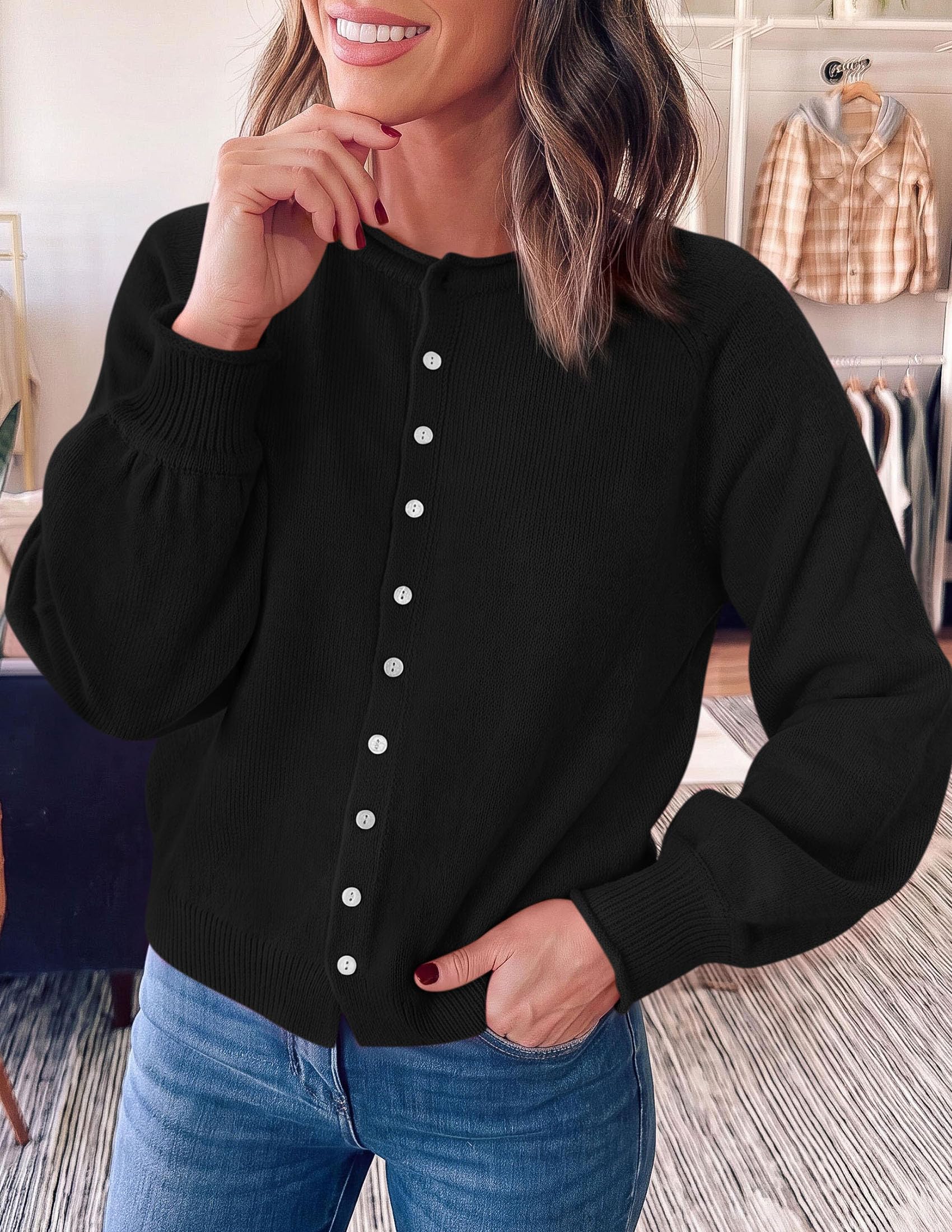 Women's Knit Button Up Cardigan Fall Lightweight Cozy Sweaters