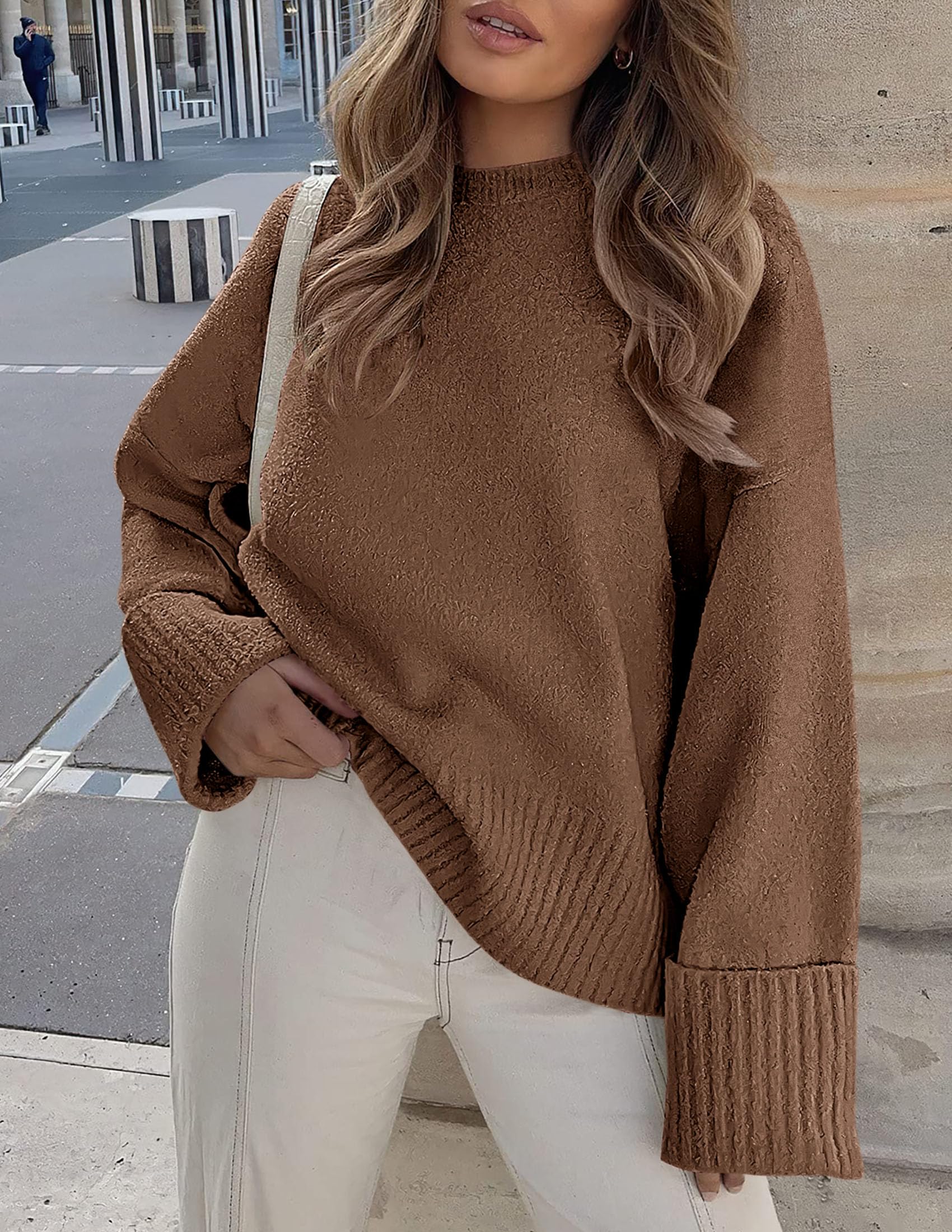 Women's Fall Fashion Cozy Oversized Sweaters(Brown,XS)