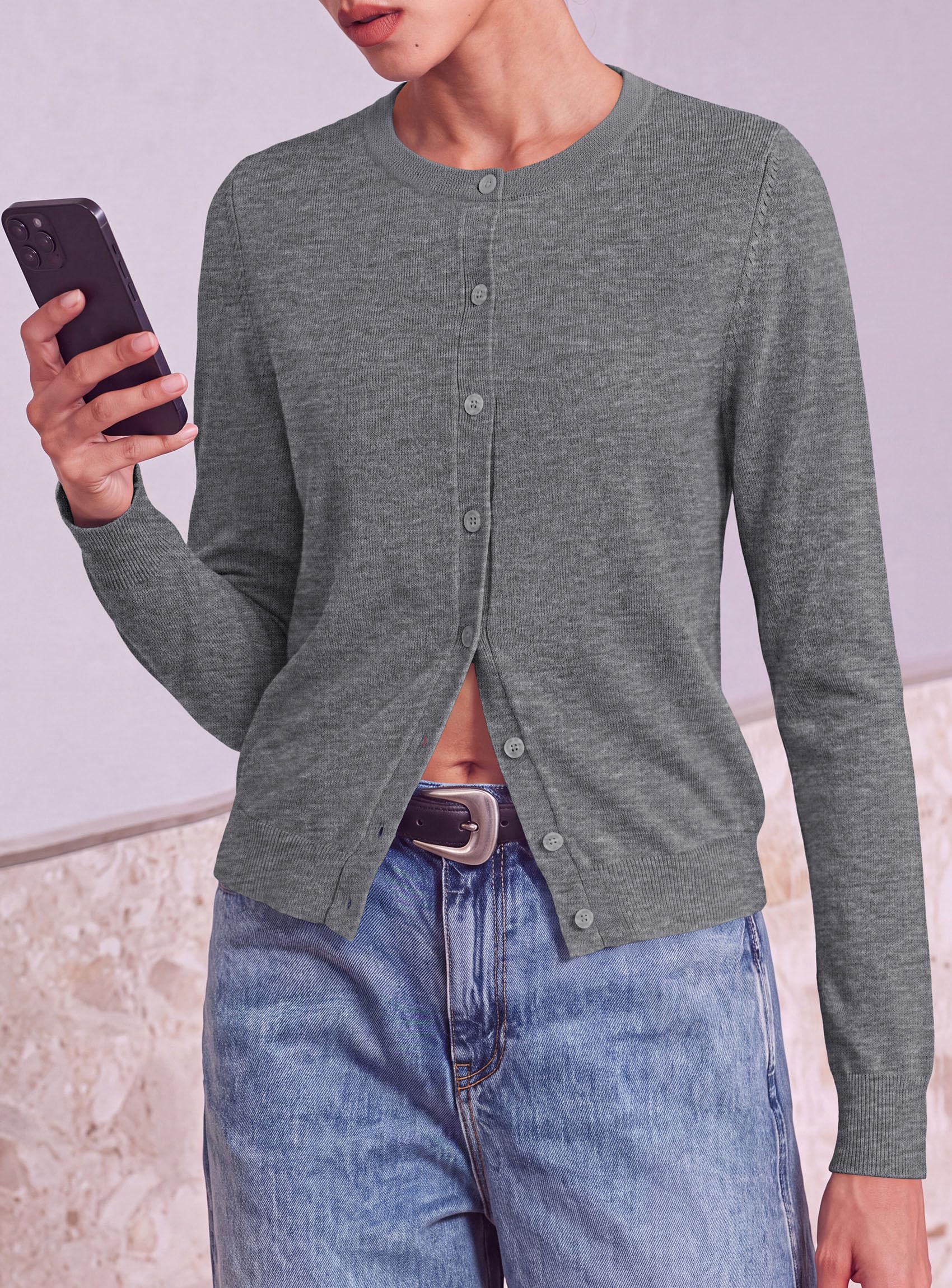 Lightweight Cardigans for Women Knit Button Up Fall Sweaters