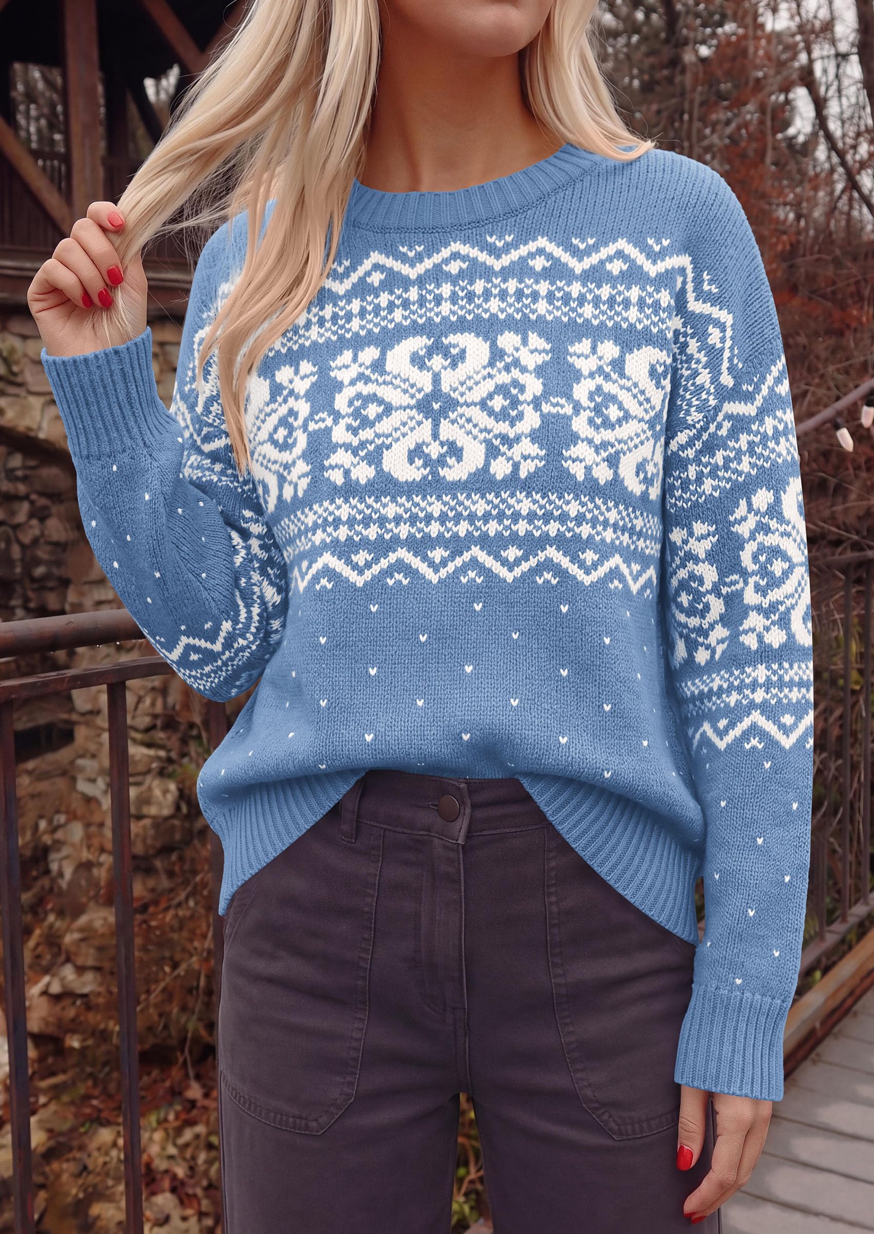 Sweaters for Women Fair Isle Oversized Pullover Fall Outfits