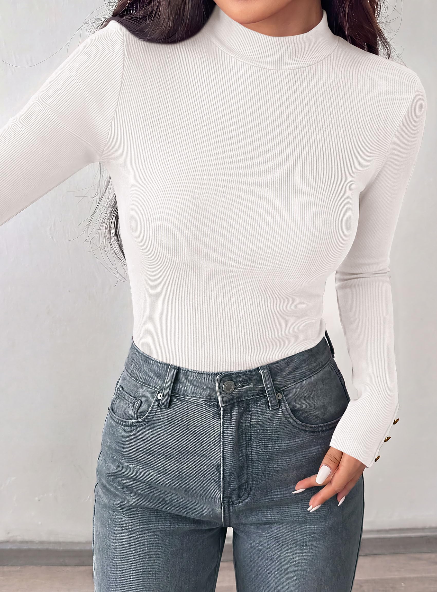 Women's Long Sleeve Shirts Fall Going Out Tops,White,XS