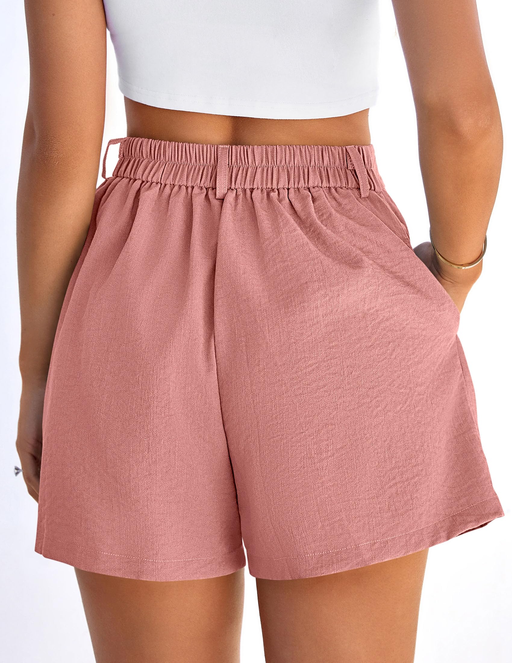 Womens Shorts Dressy Casual High Waisted Wide Leg Trousers,Pink,S