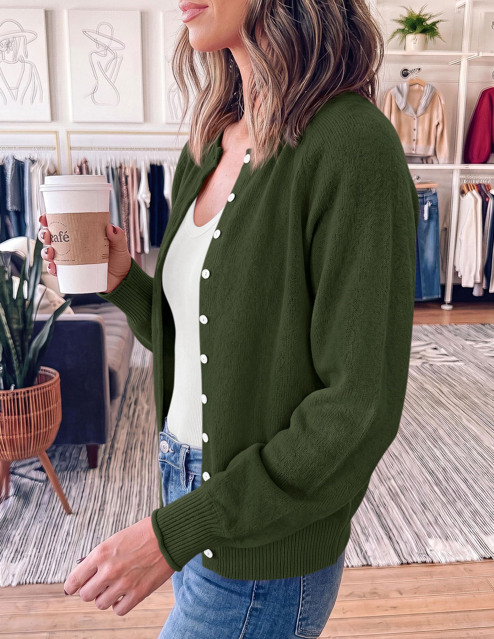 Women's Knit Button Up Cardigan Fall Lightweight Cozy Sweaters