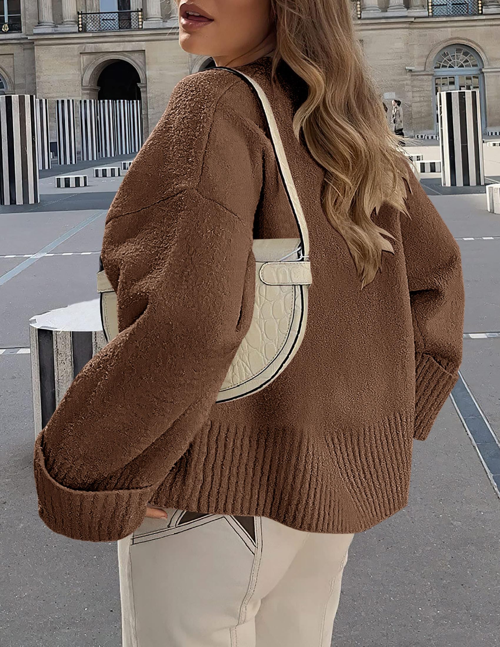Women's Fall Fashion Cozy Oversized Sweaters(Brown,XS)