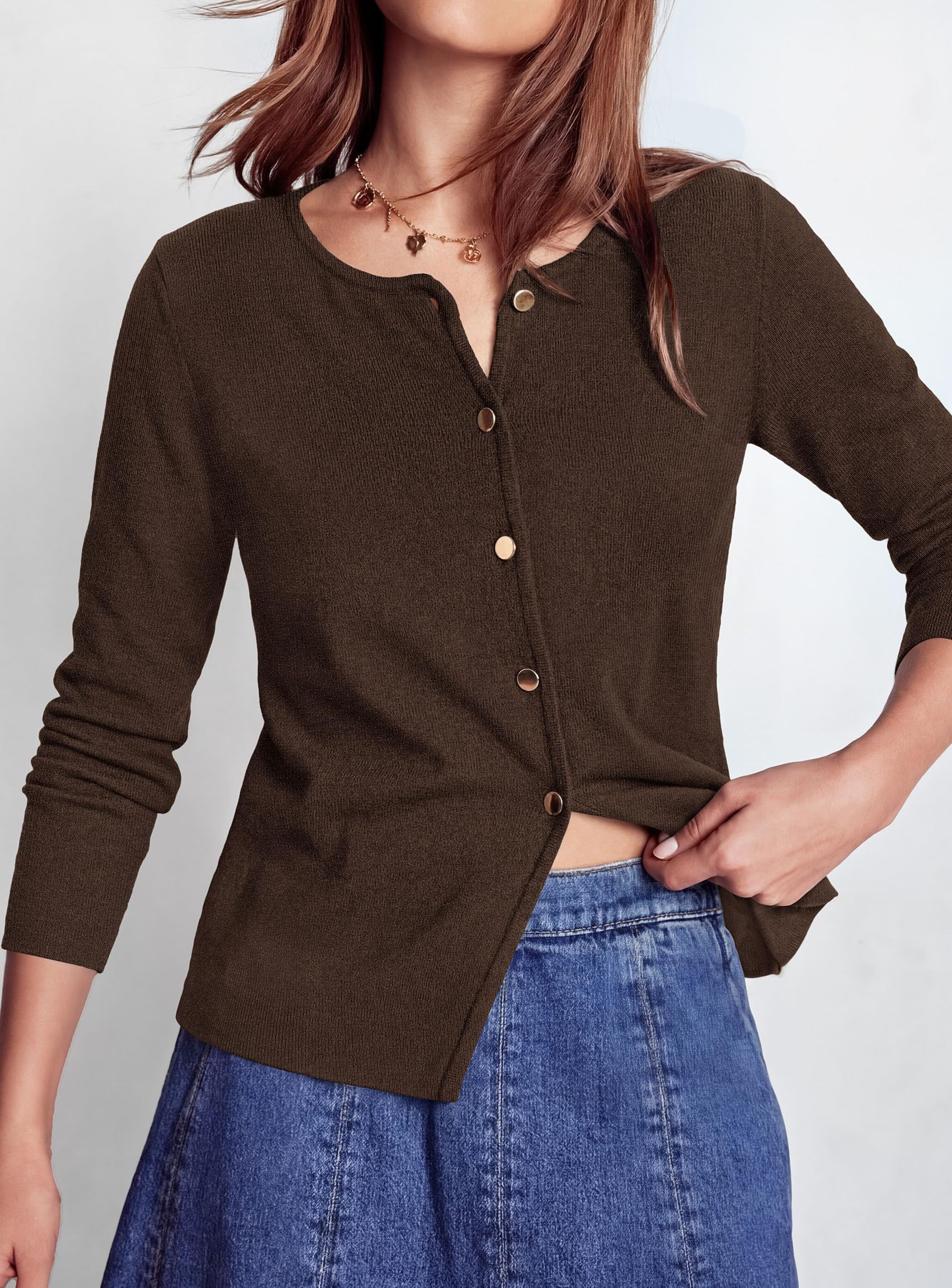 Lightweight Cardigan Sweaters for Women Button Up Fall Outfits