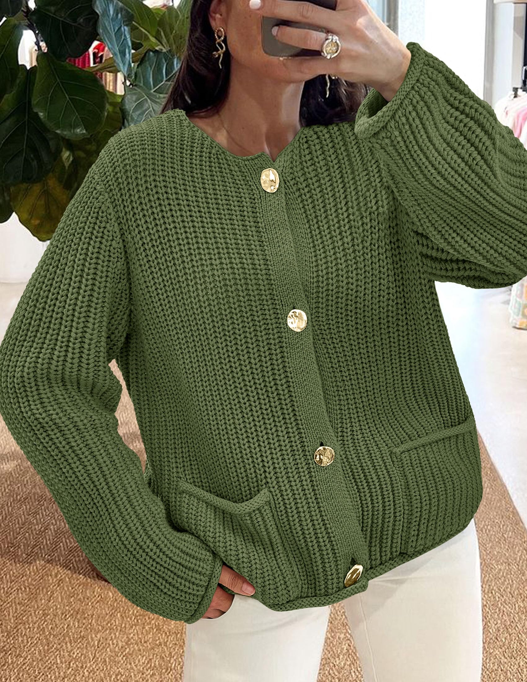 Women Oversized Cardigan Sweaters 2026 Fall Outfits,Army Green