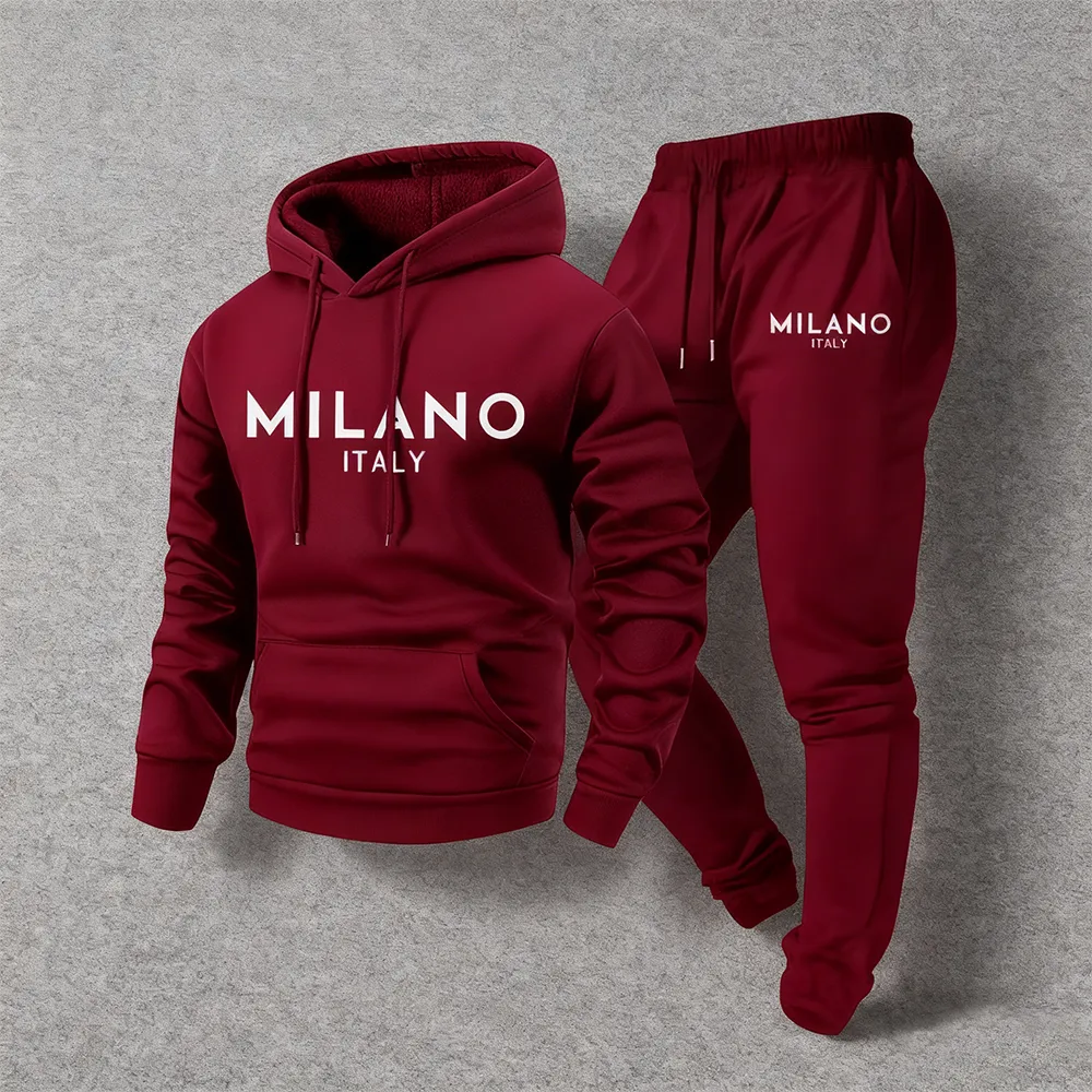 Men's Milano Printed Hoodie and Drawstring Sweatpants Set