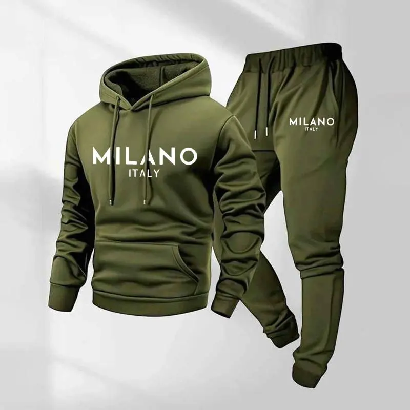 Men's Milano Printed Hoodie and Drawstring Sweatpants Set