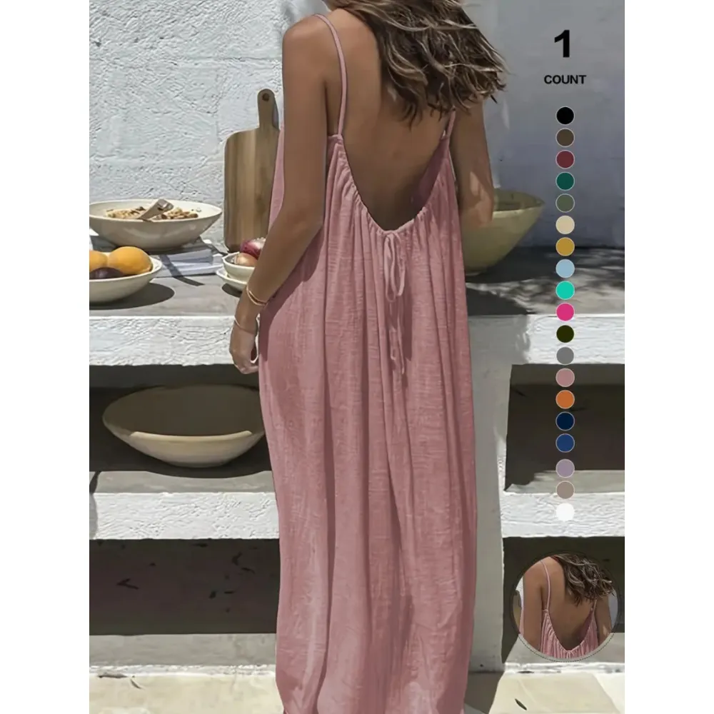 Lady's summer halter-neck backless dress