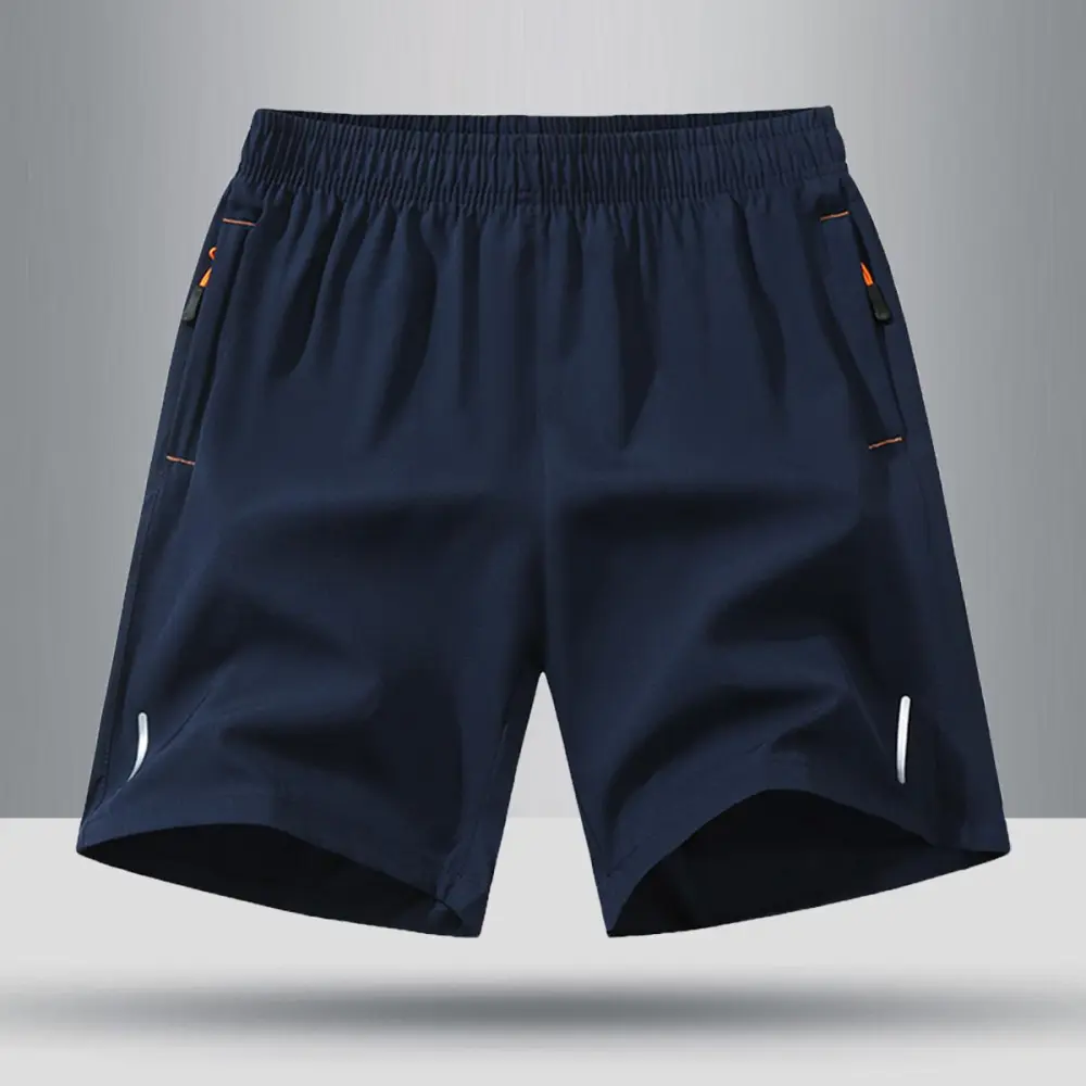 Men's Solid Color Zipper Pocket Shorts