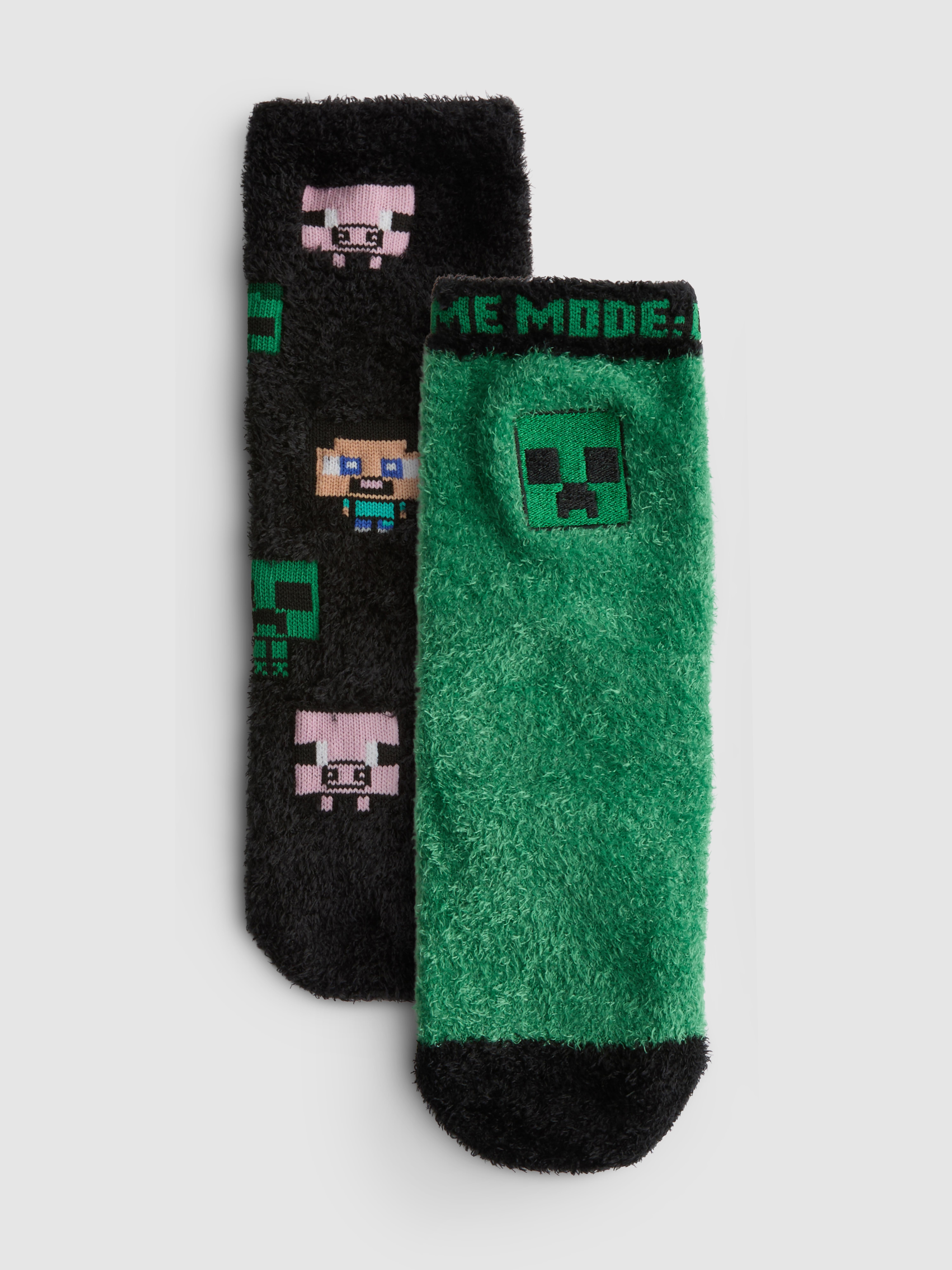 2pk Minecraft Cozy Grip Sole Socks