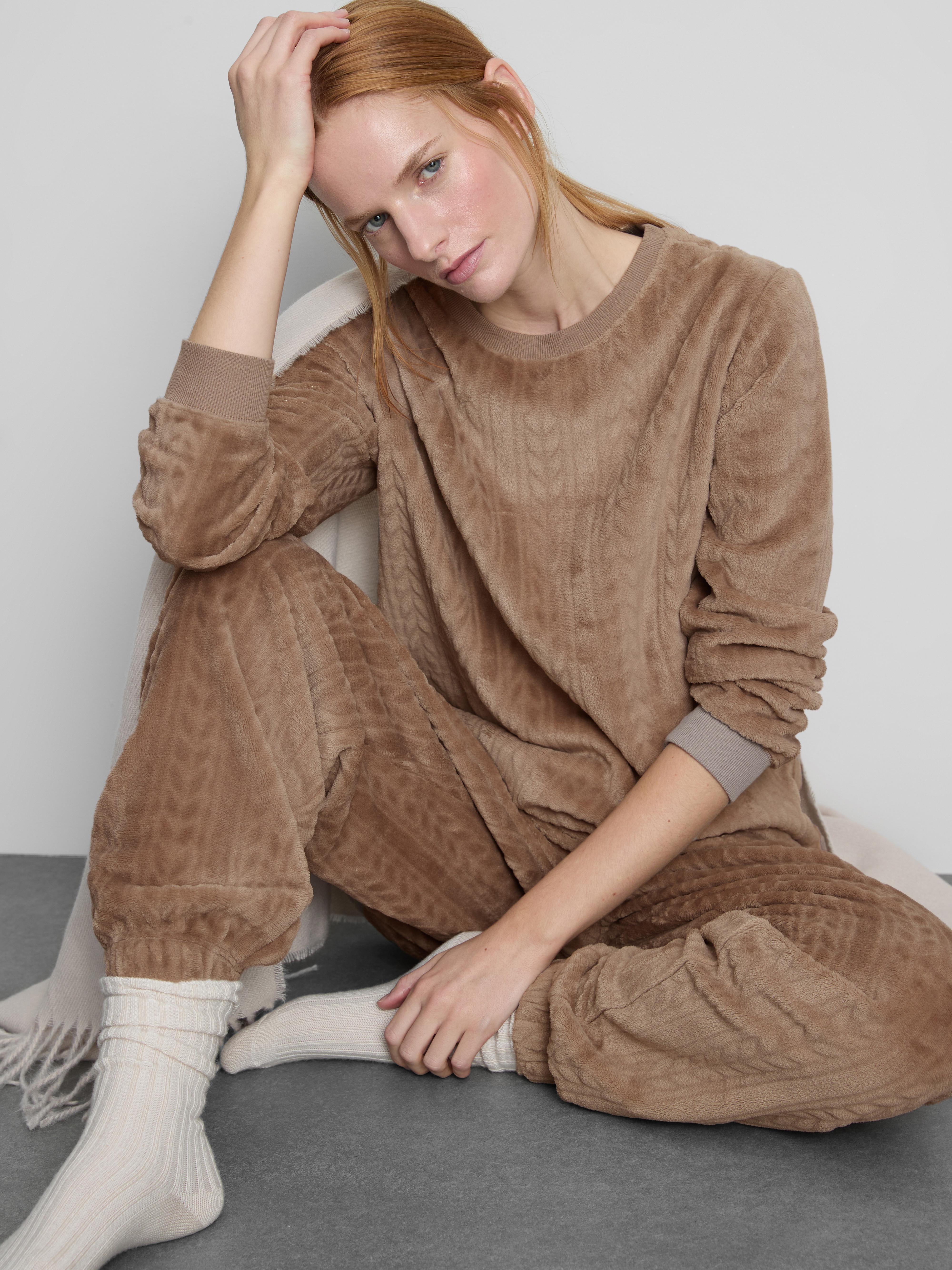 Printed Plush Pajama Set