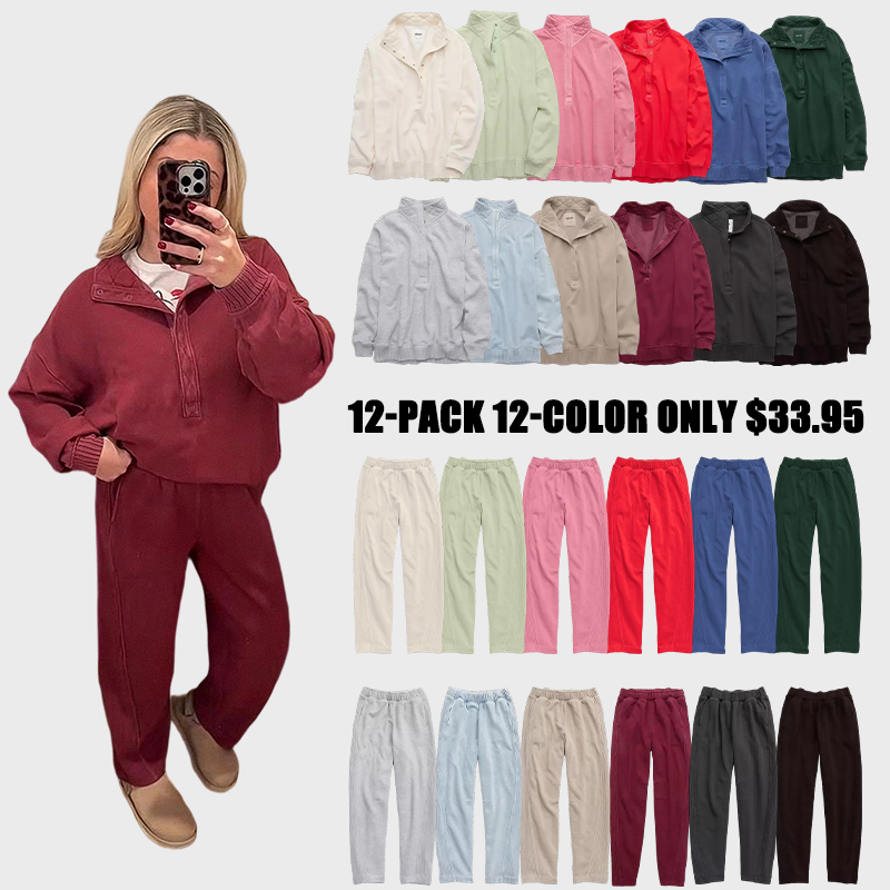 🔥 12-Color 12-Set - $33.95 Today 🔥 Sweatshirt+Barrel Sweatpant Matching Sets