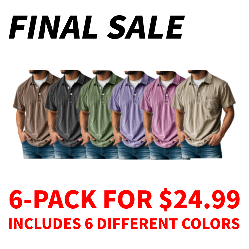 Men's Retro Lapel Button Pocket Casual Short Sleeve POLO Shirt
