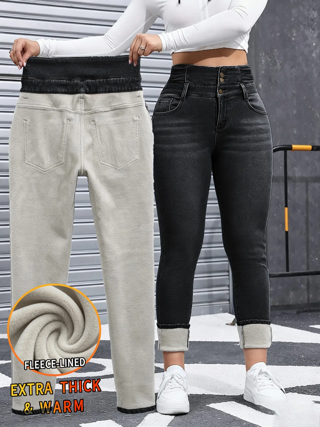 Women's High-Stretch Slim Fitted Winter Jeans