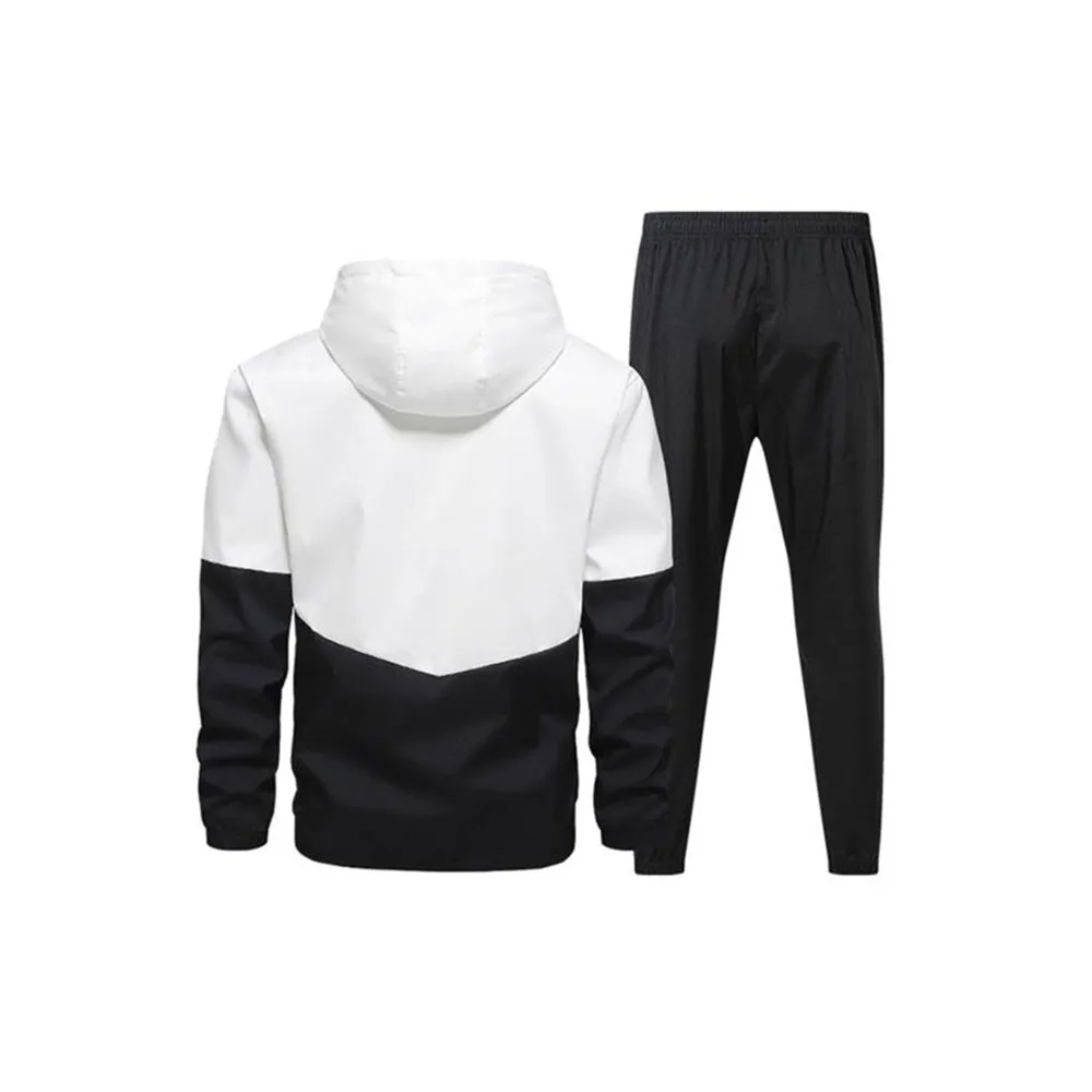 Men’s Colorblock 2-Piece Tracksuit: Full Zip Hoodie + Jogging Pants
