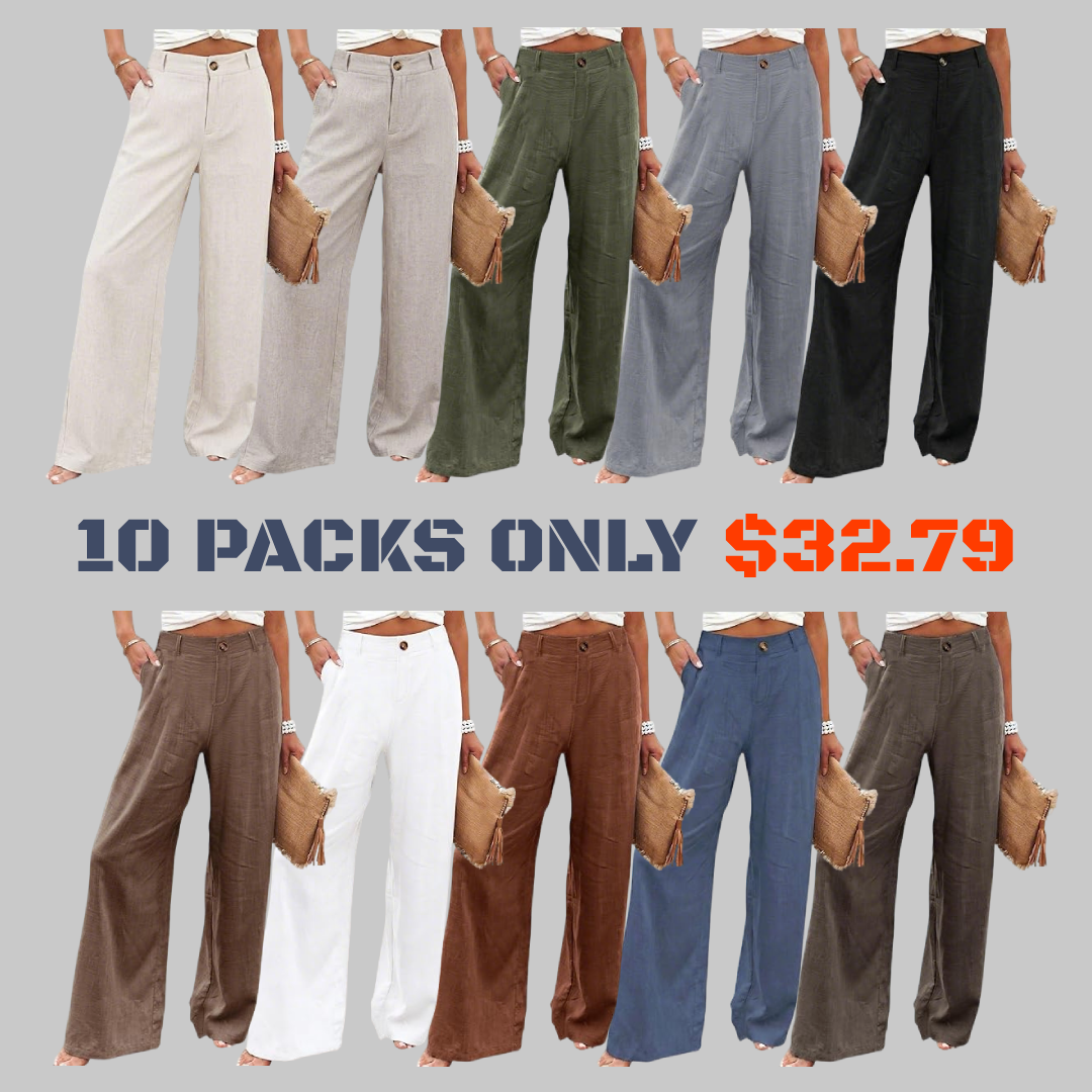 ⚡LAST 2 DAYS⚡- Women’s Casual High Waist Linen Wide Leg Trousers