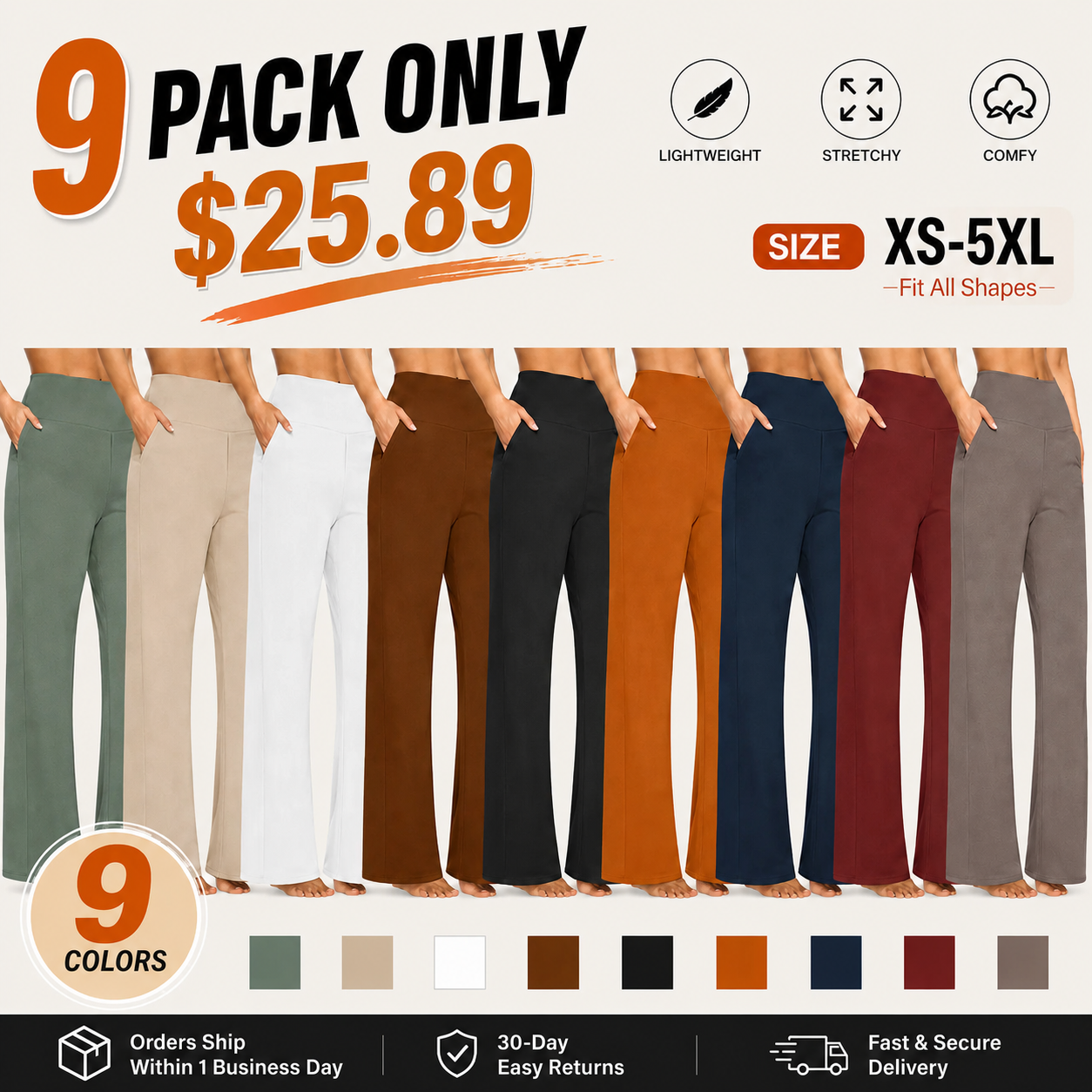 💘 Valentine’s Day Sale 💘Women’s High-Waist Wide Leg Pants – Business Casual Yoga Dress Pants with Pockets