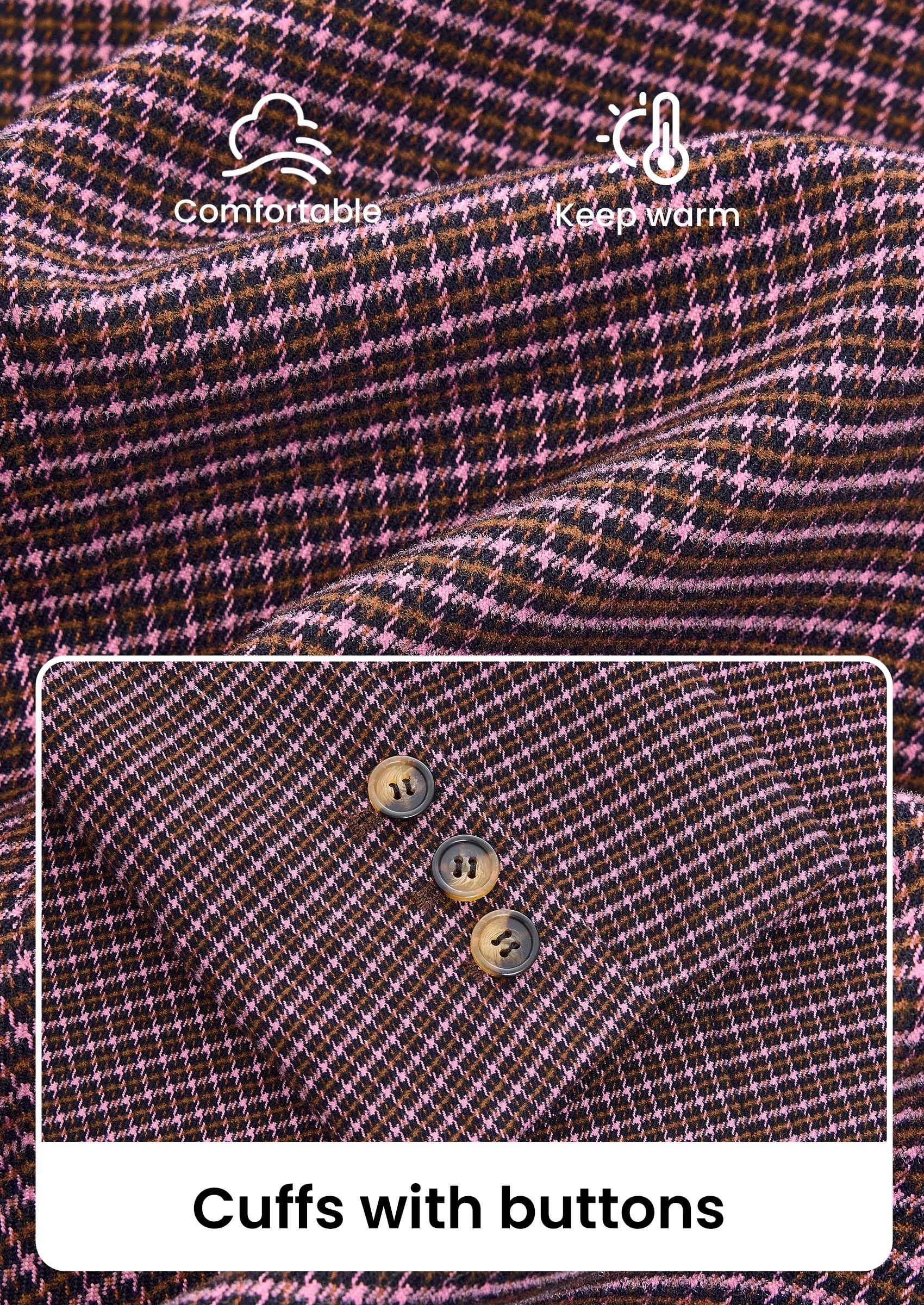 Fall Plaid Blazers for Women Business Casual Pink S