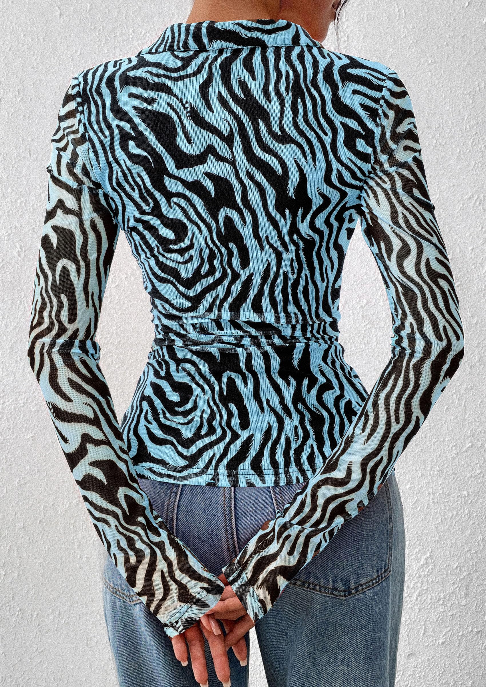 Women's Button Down Shirts Boho Mesh Floral Going Out Tops