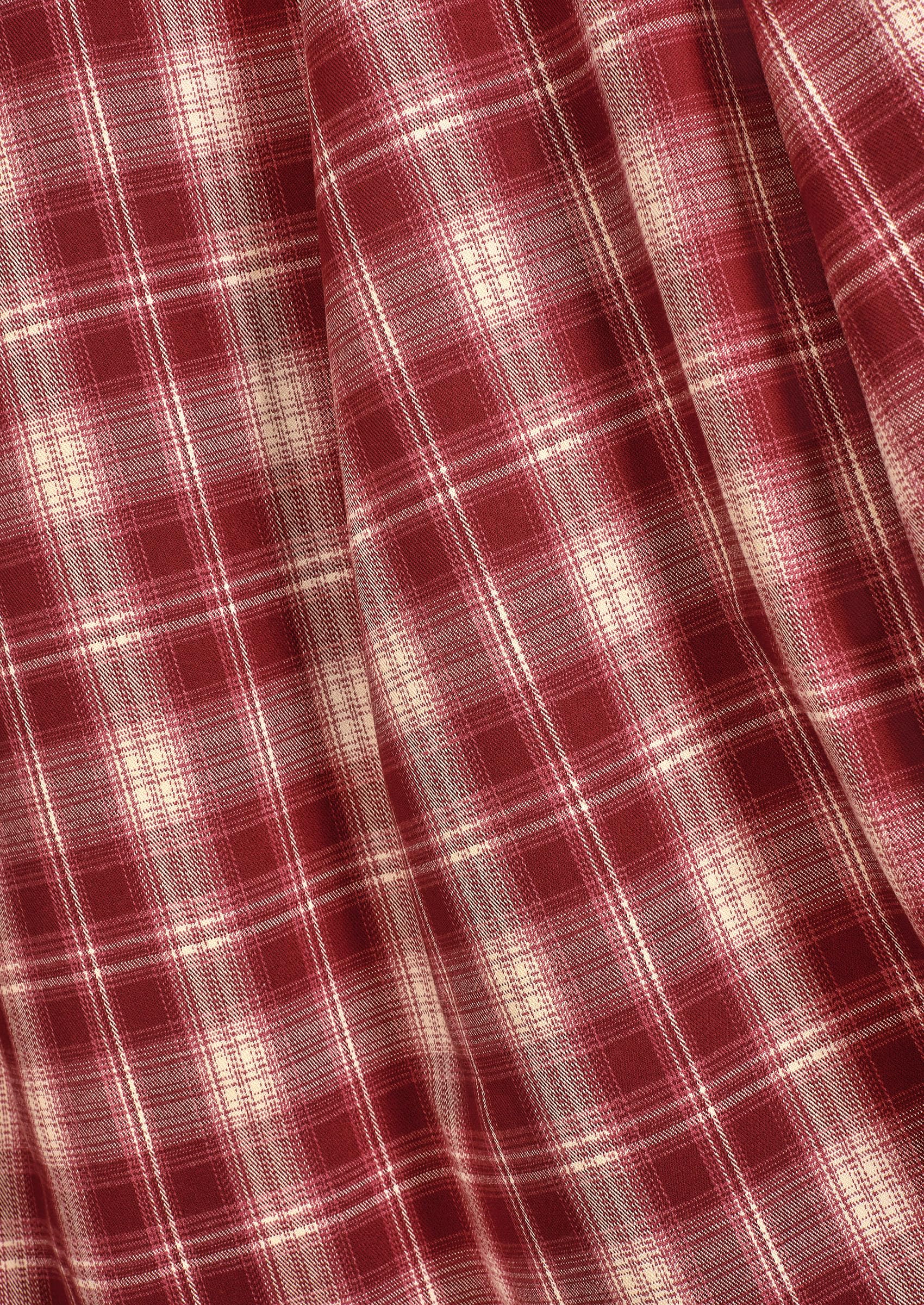 Women's Plaid High Waisted A-Line Midi Skirts,Red,S