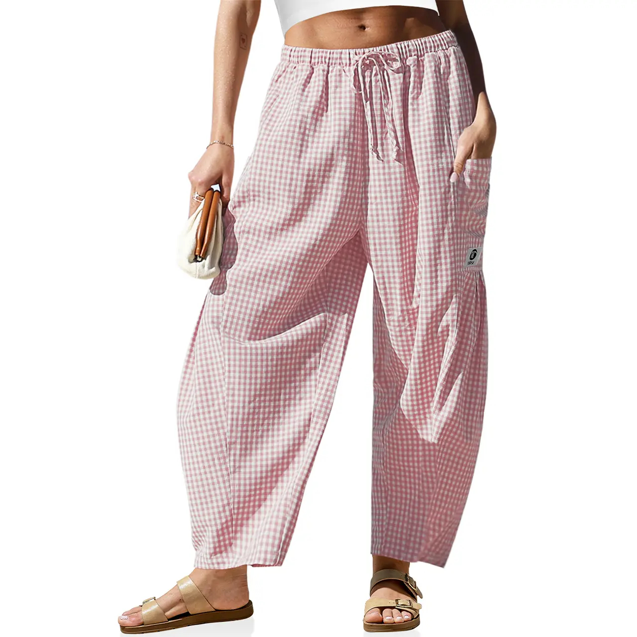TARSE Women's Wide Leg Striped Palazzo Pants with Pockets