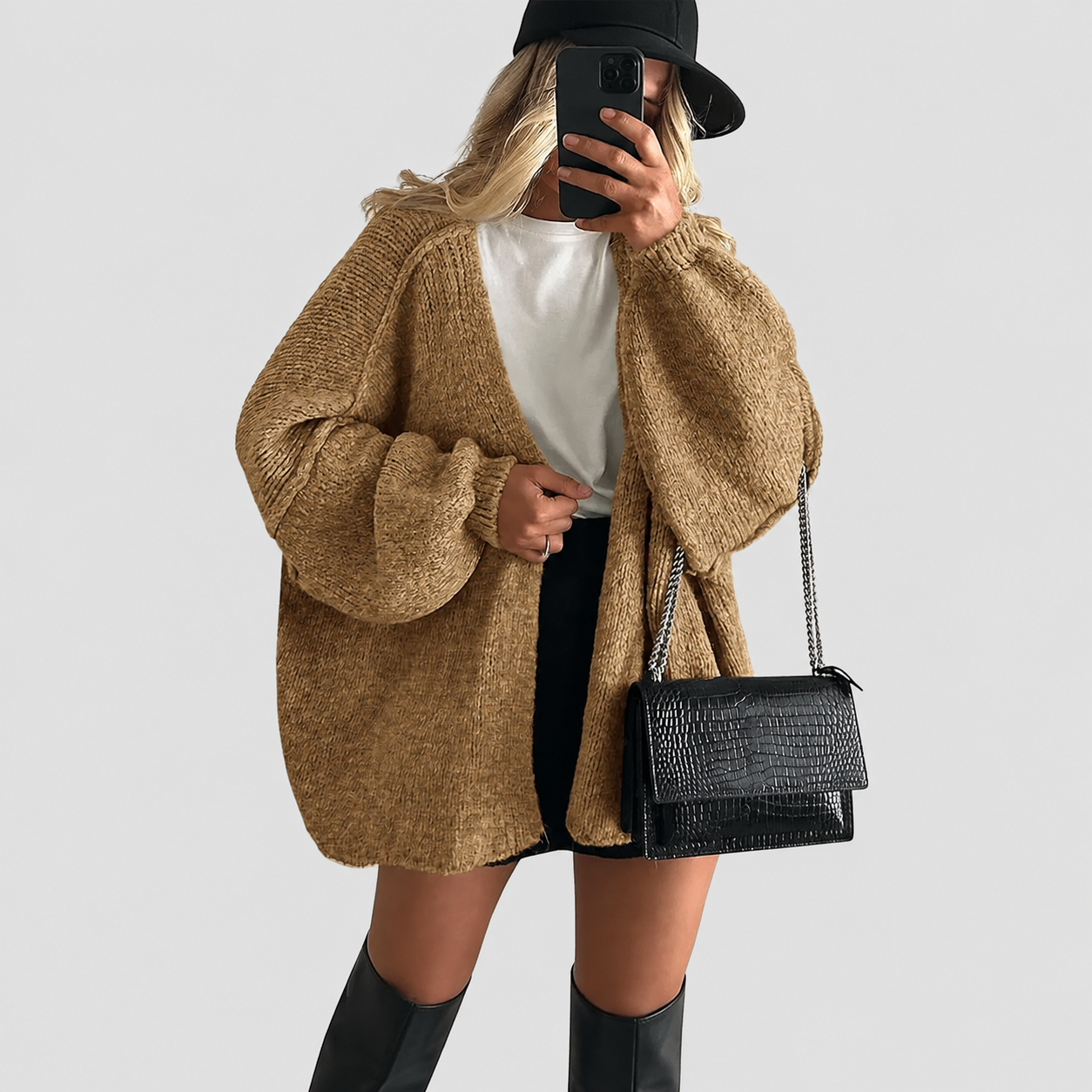 PrettyGarden Women's Oversized Cardigan Sweater - Lightweight Knit