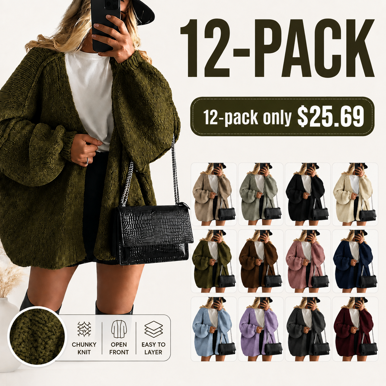 Women's Oversized Cardigan Sweater - Lightweight Knit