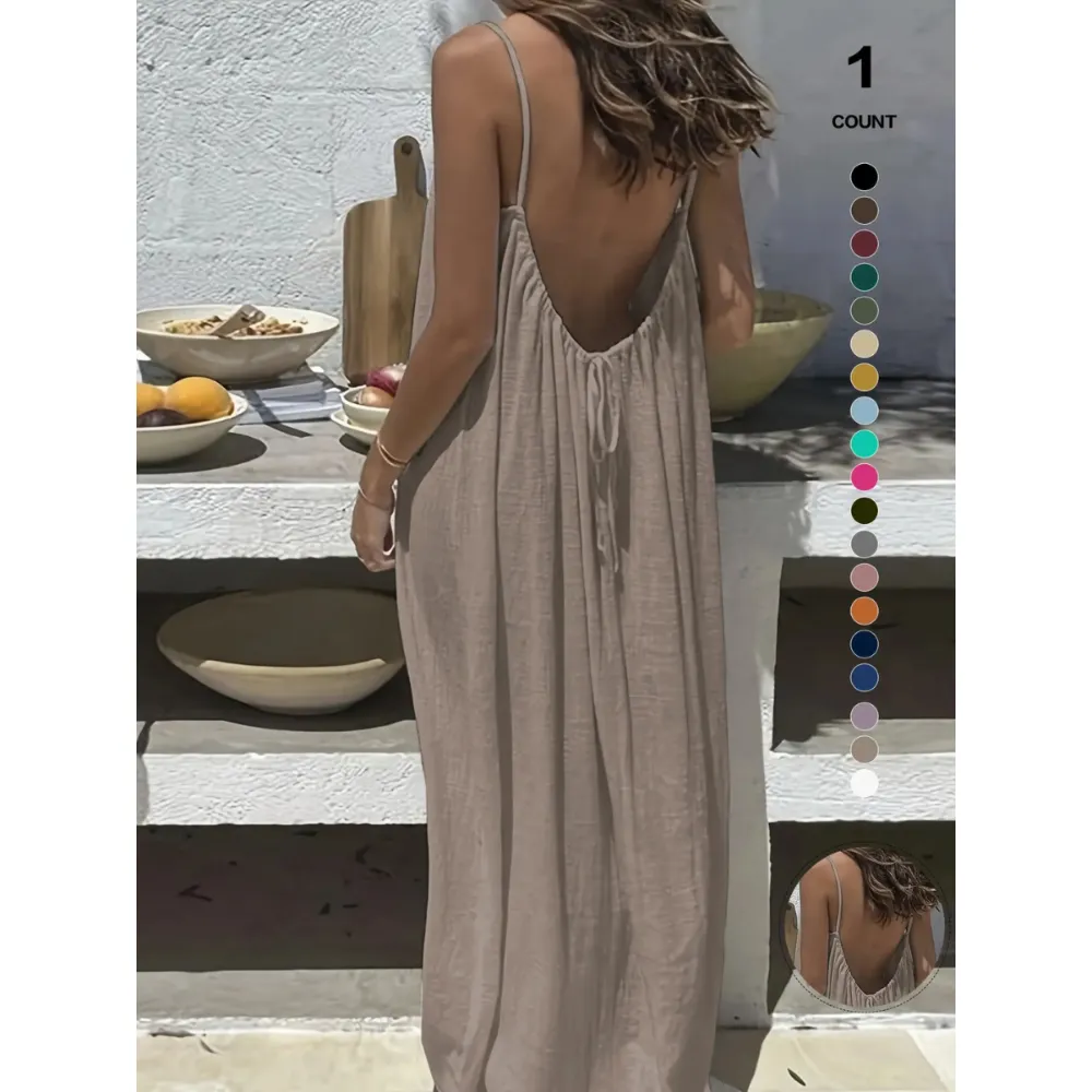 Lady's summer halter-neck backless dress