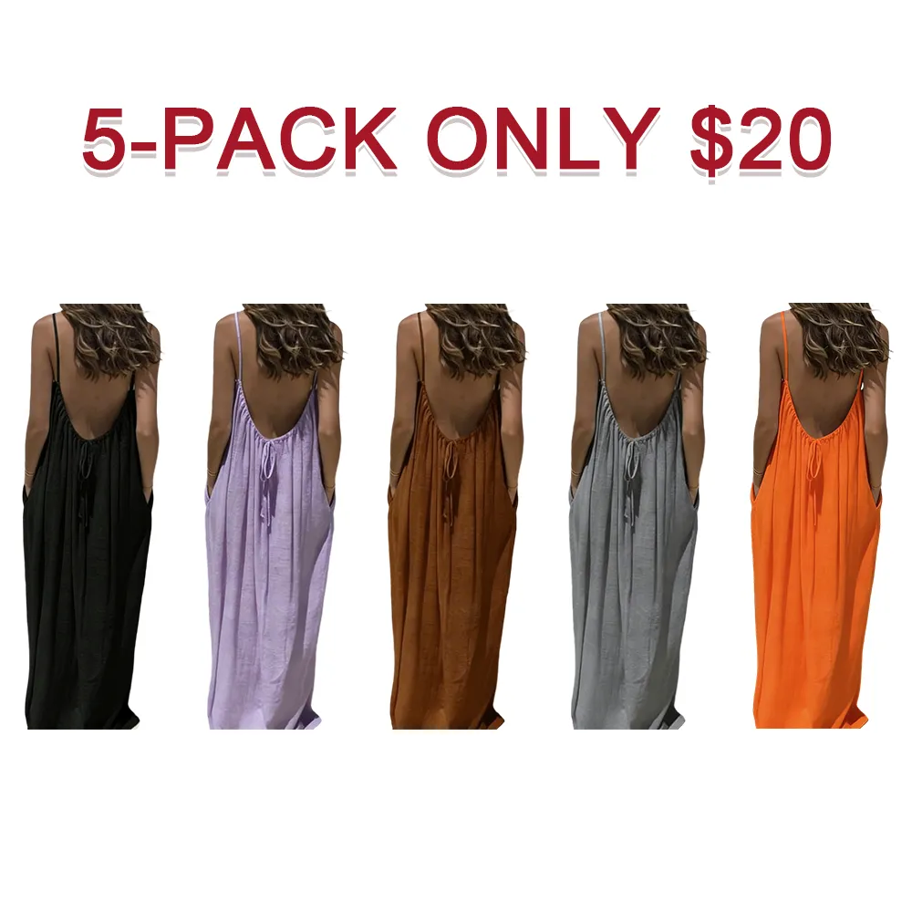 Women's Solid Backless Cami Dress