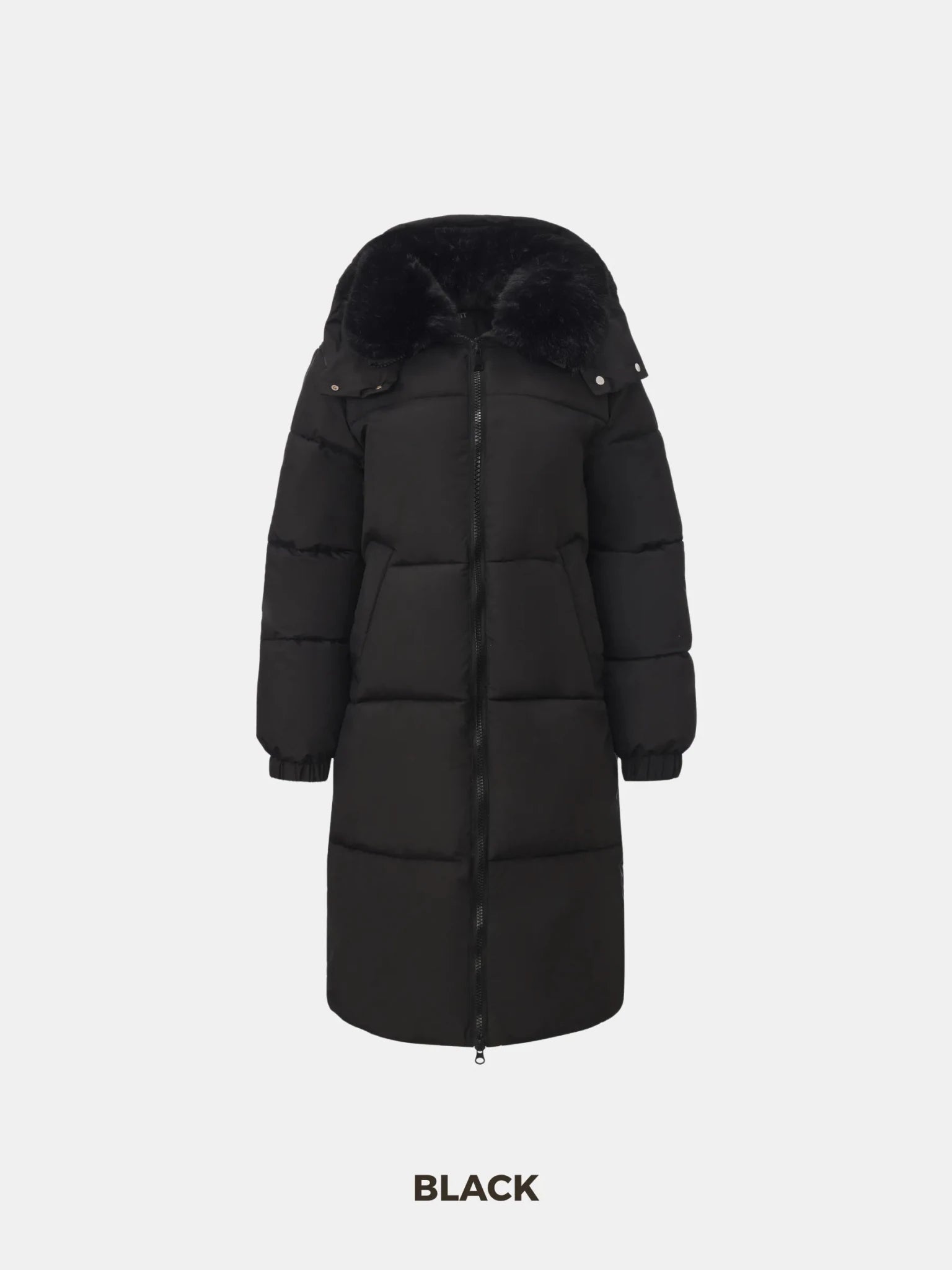 Faux Fur Collar Long Puffer Jacket