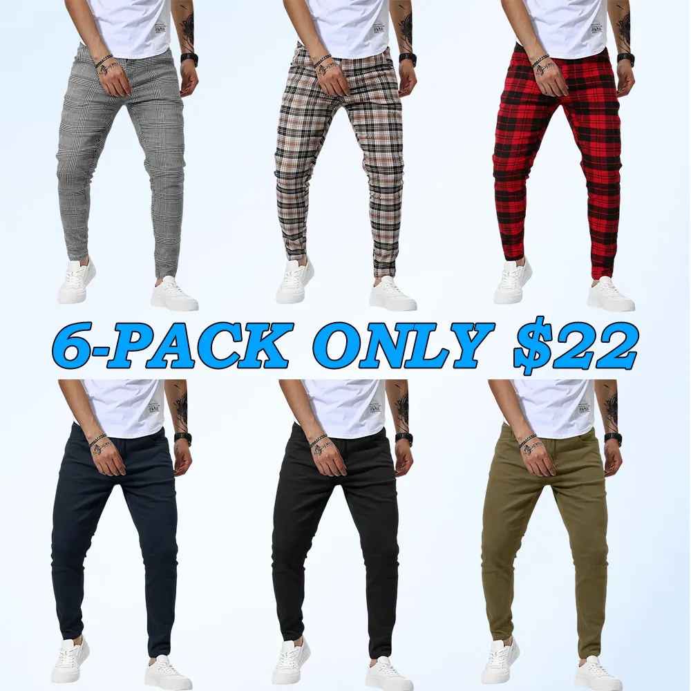 Men's Casual Slim Fit Pants Skinny Stretch Dress Slacks